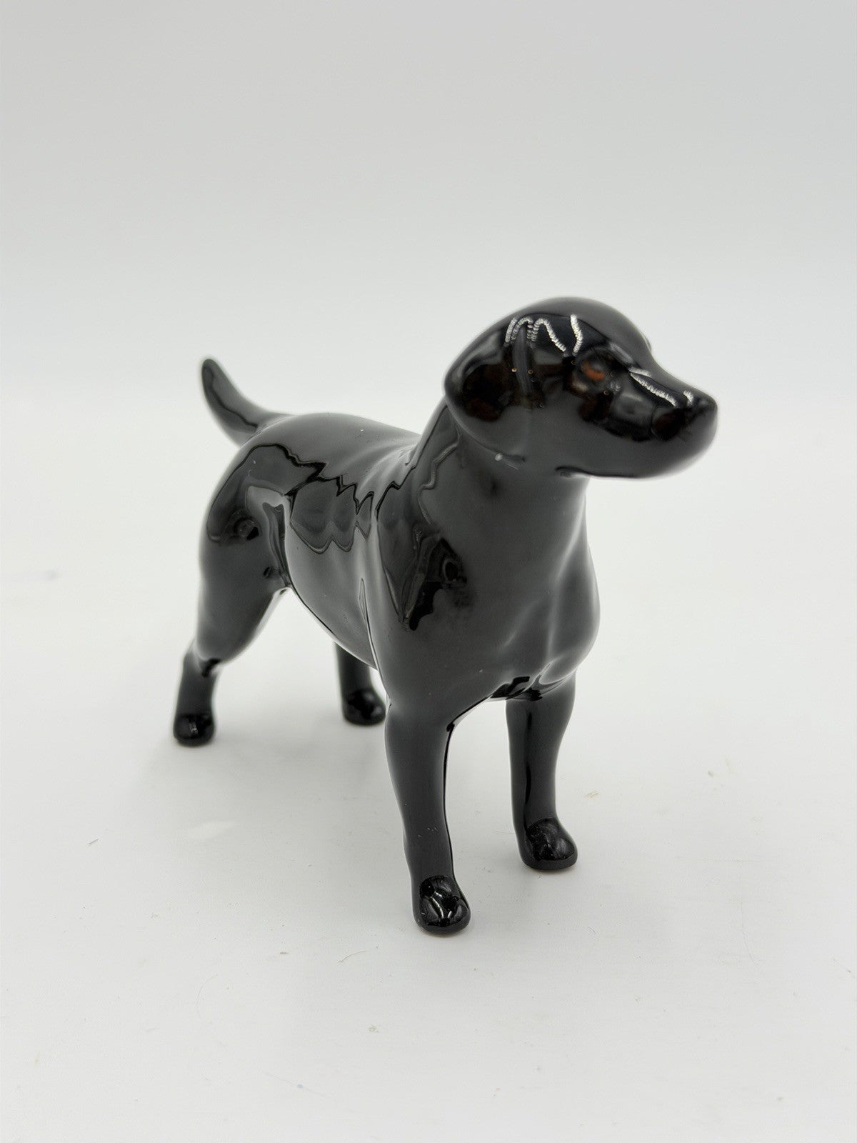 Vintage John Beswick England Black Porcelain Labrador Dog Miniature Figurine