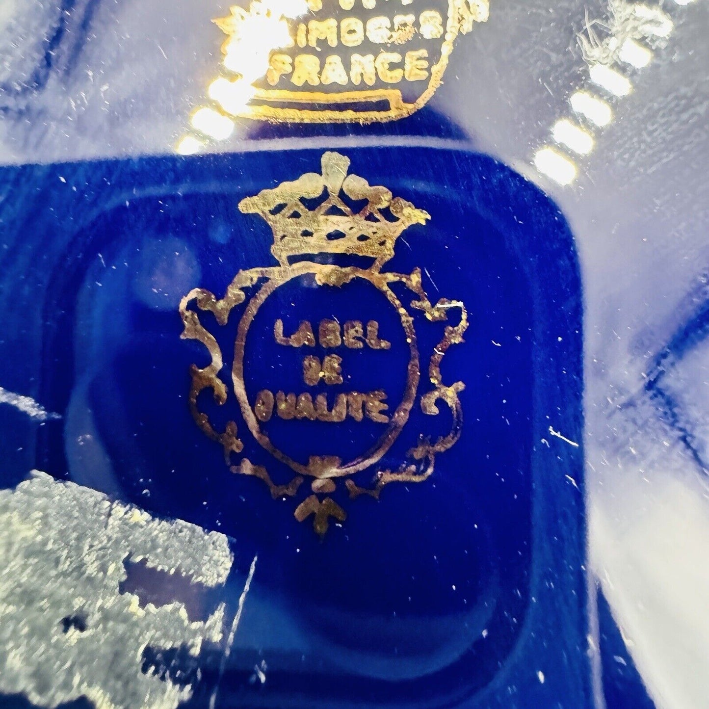 Limoges France Cobalt Blue Urn W/ Lid courting couple porcelain 9.5” Gold Trim
