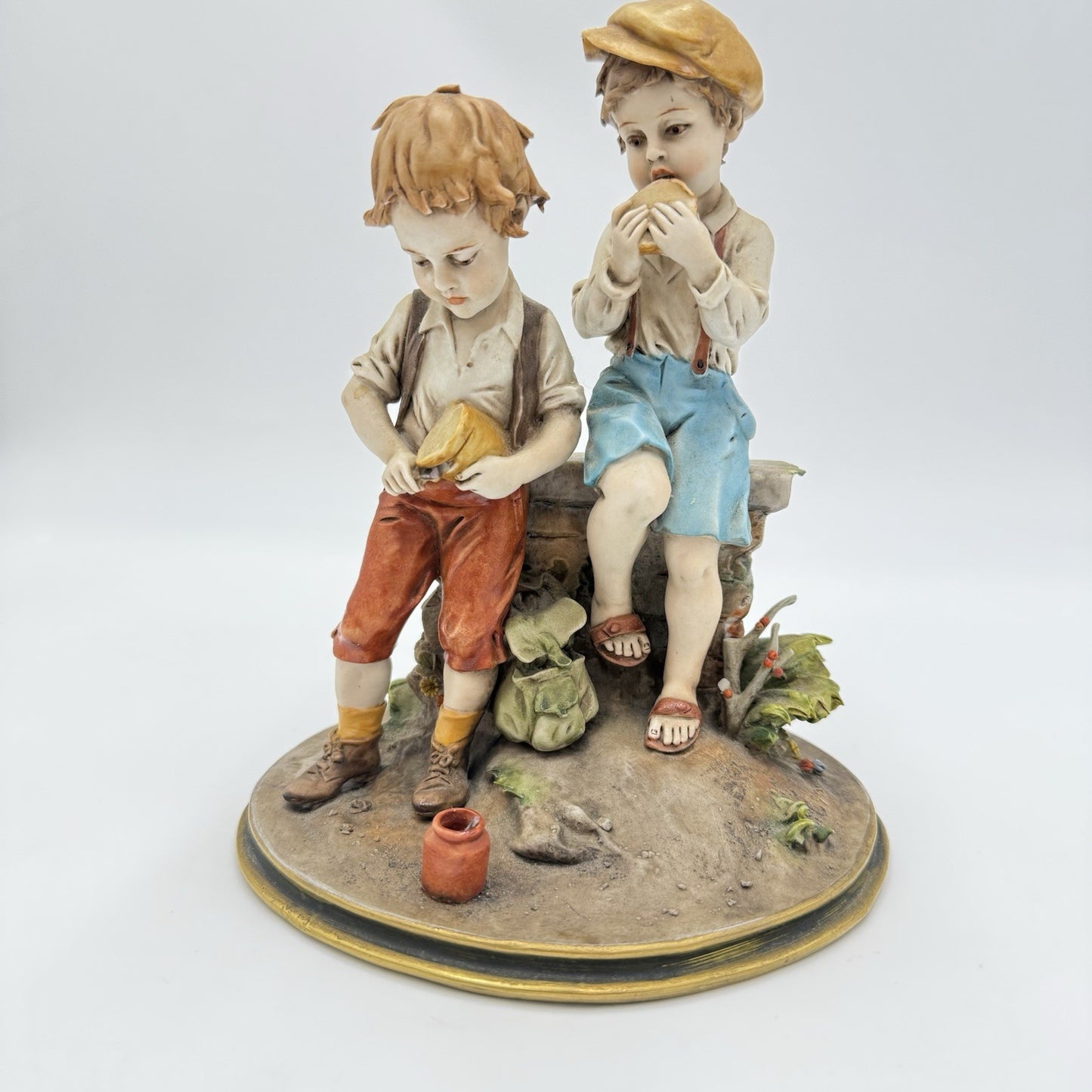 Luigi Giorgio Benacchio Triade Children Eating Lunch Hand Painted Figurine Italy