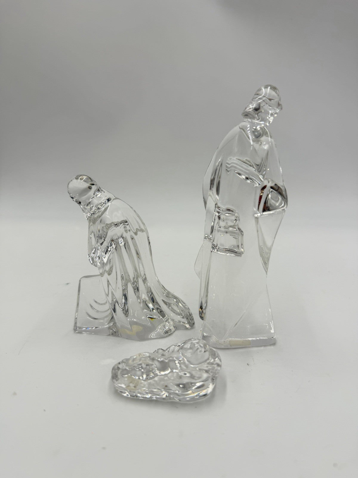 Vintage Mikasa Lead Crystal Nativity 5” Joseph Mary Jesus Christmas Figurines