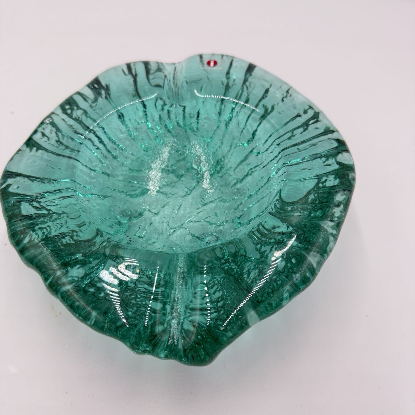 iittala Finland art glass green emerald ashtray footed bowl Rare 2” X 6.5”L X6”w