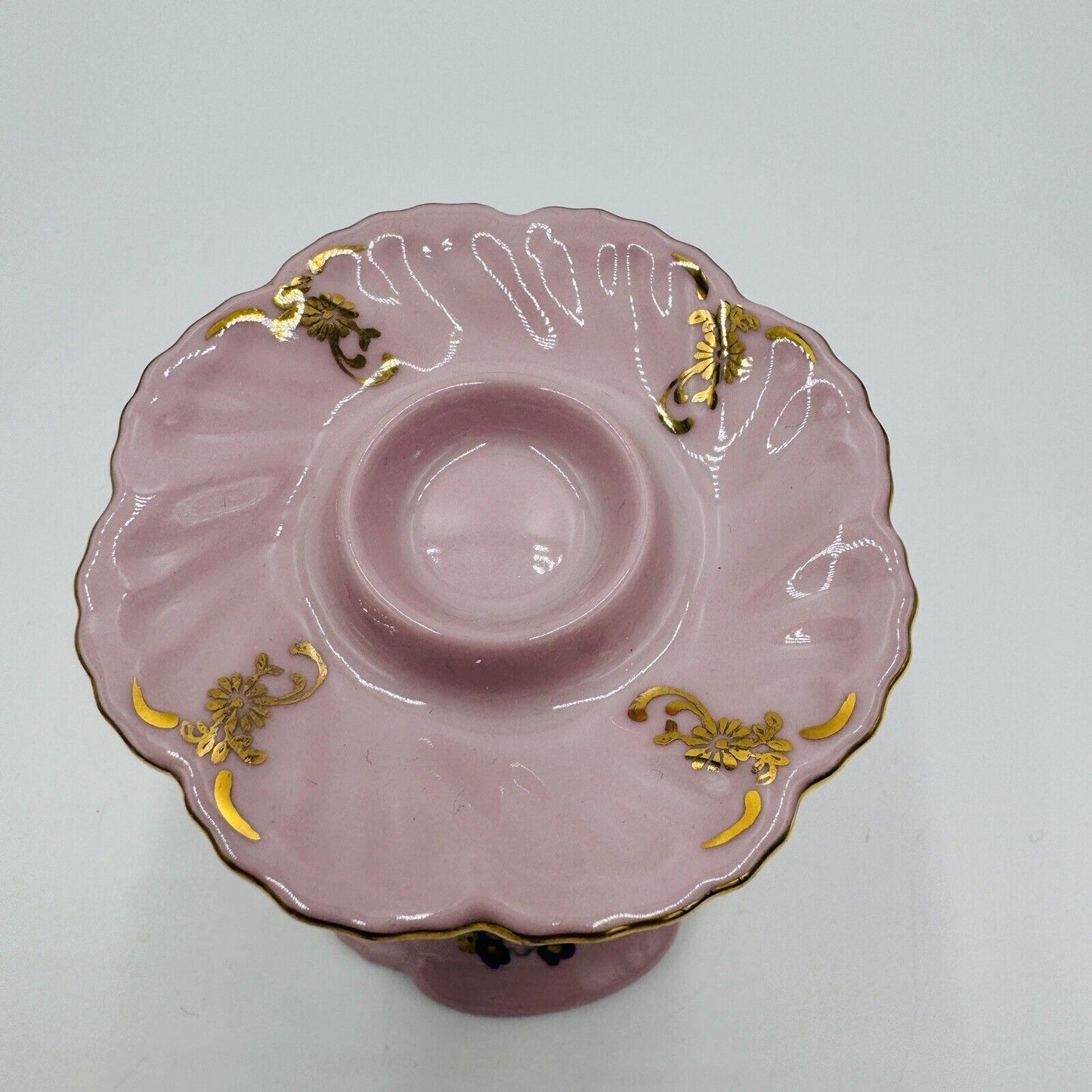 Leander 1946 RGK China Of Boheme Pink Floral Candleholder Porcelain Vintage