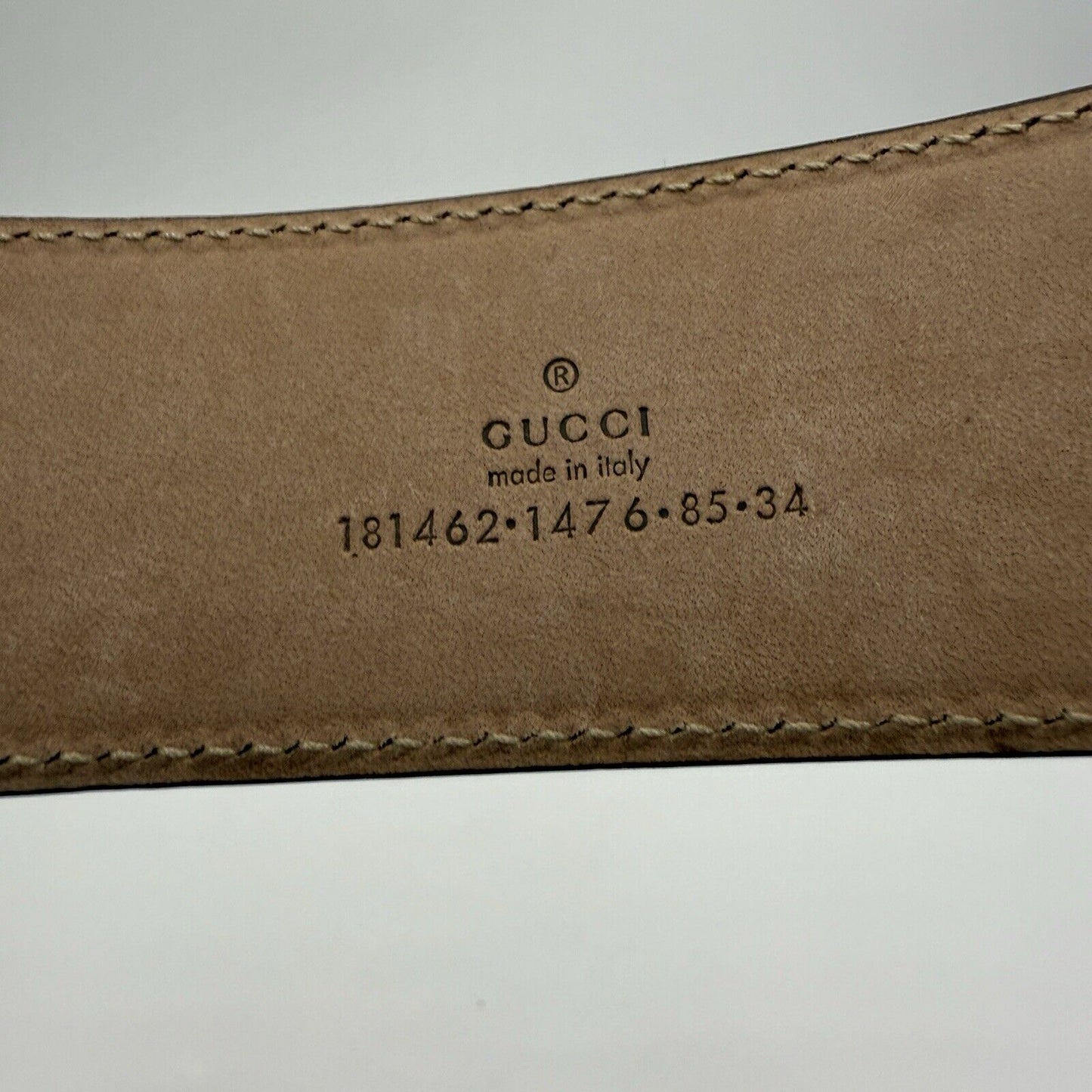 Gucci Bronze Metallic Guccissima Monogram Leather Belt Sz 85/34" Italy Authentic