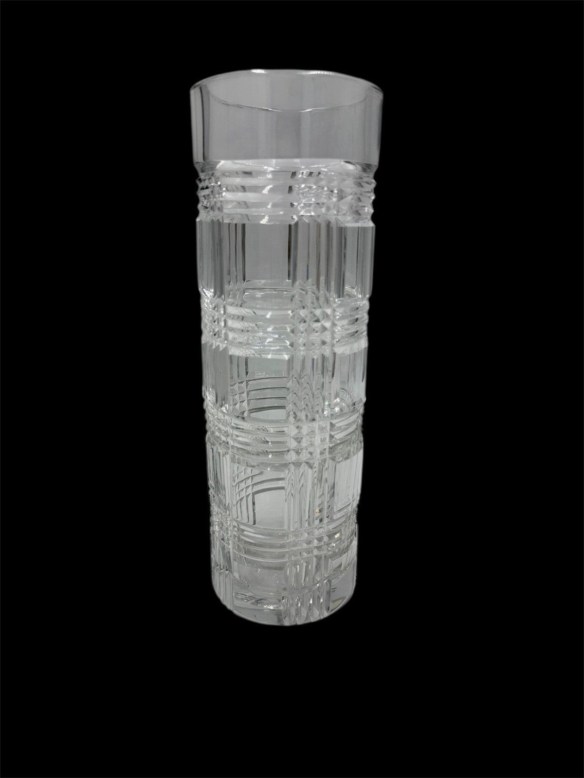 Ralph Lauren Crystal Flower Vase Large Straight Vase Glen Plaid Vintage 12 Inch