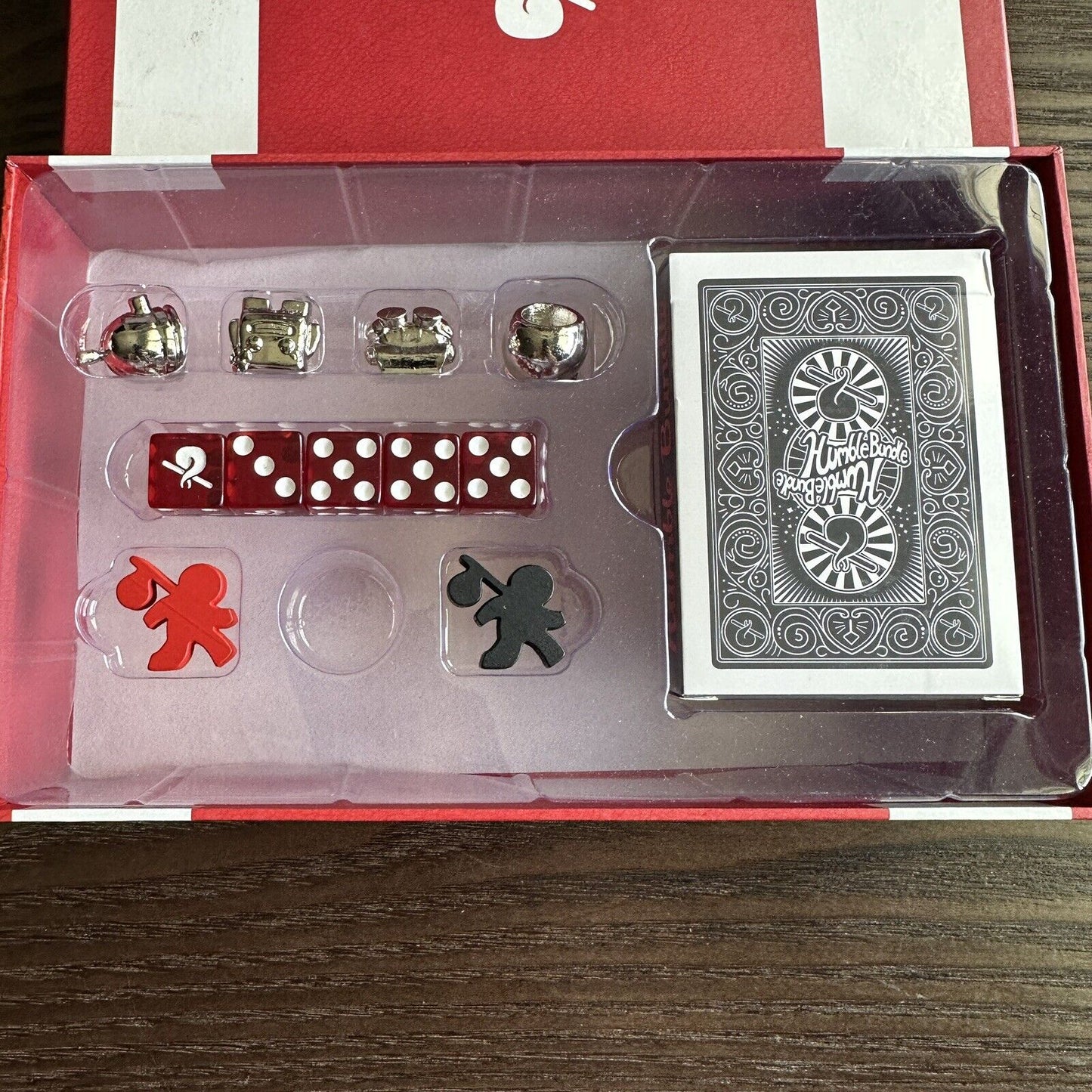 Humble Bundle 2 Meebles Tabletop Box Indiebox featuring 5 Dice 4 Metal Figures