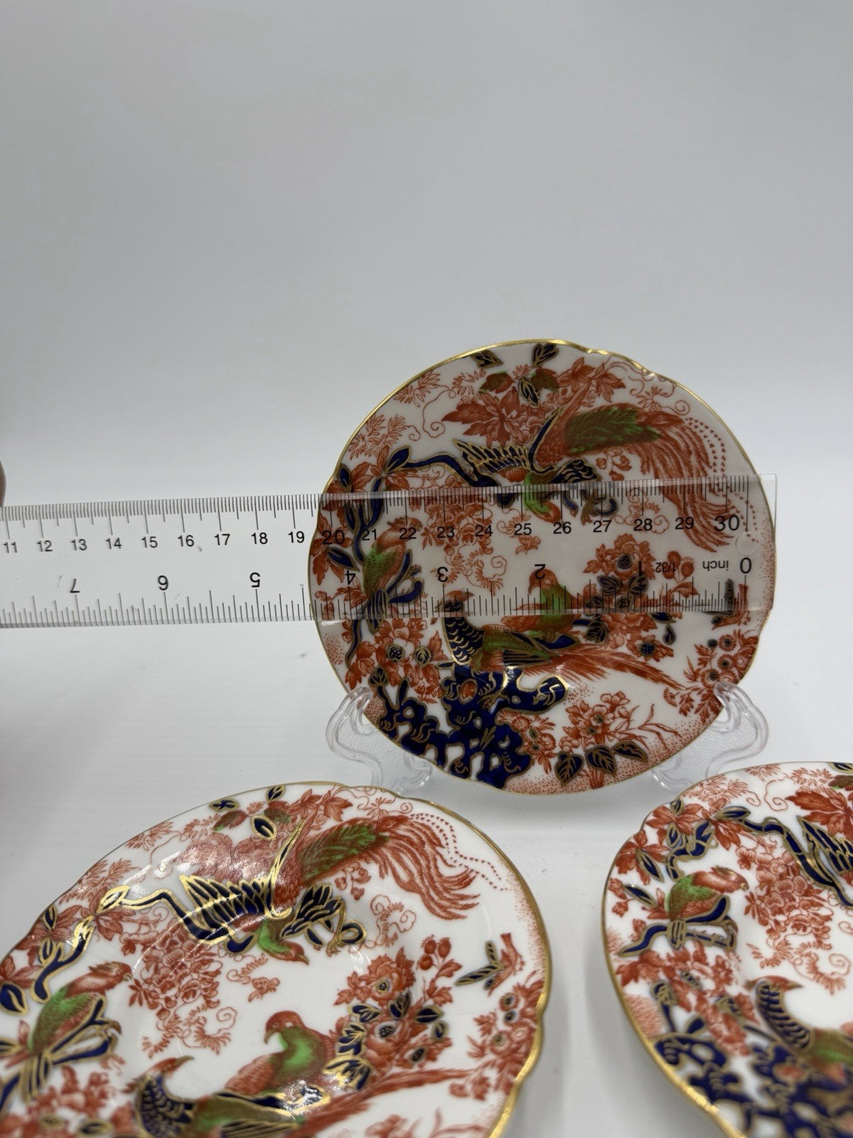 1946 Royal Crown Derby Olde Avesbury Demitasse Saucers Set 3 Porcelain England