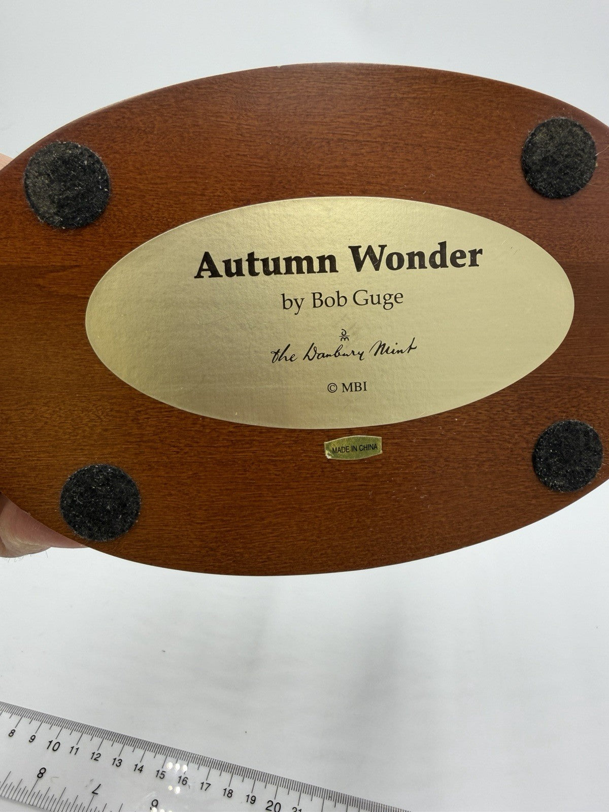 Danbury Mint Autumn Wonder Downy Woodpeckers Figurine Bob Guge Wood Base