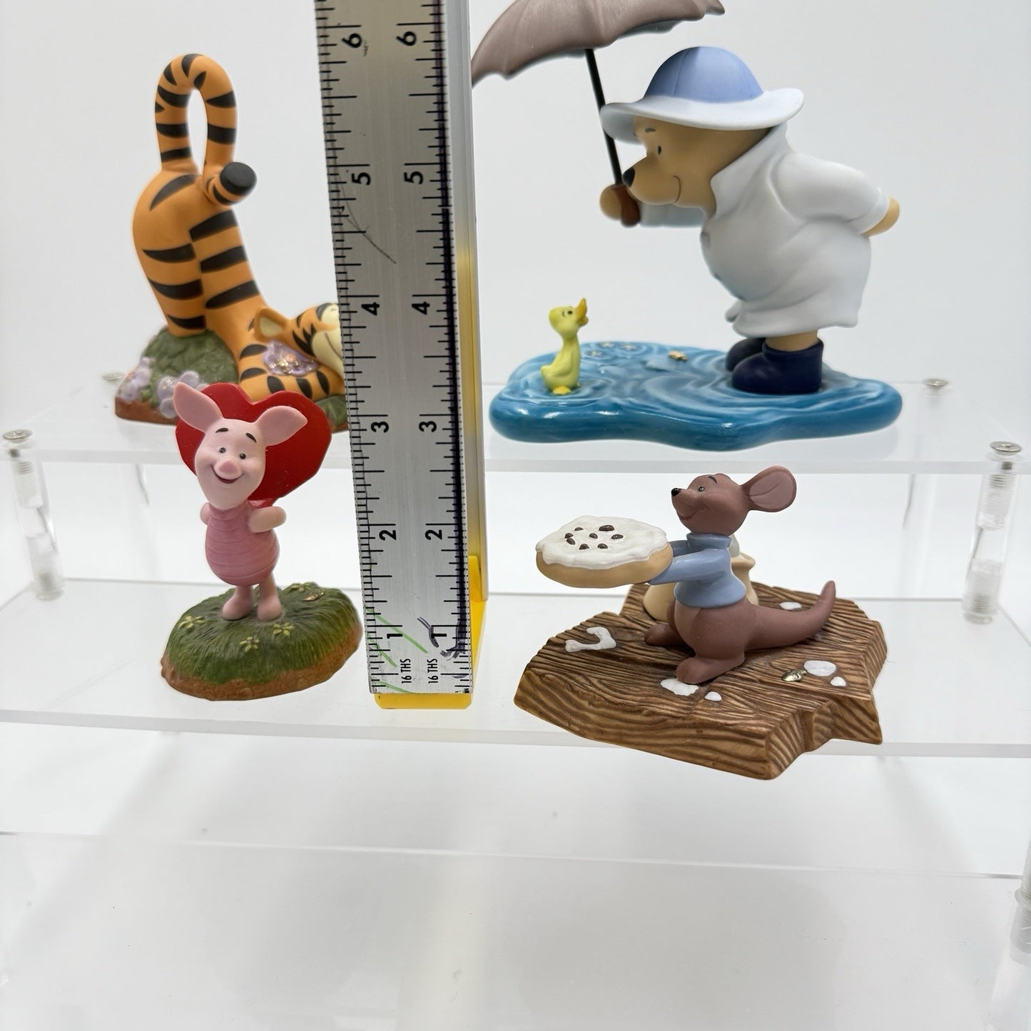 Disney Pooh And Friends Porcelain Figurines Tigger Piglet Pooh Roo Set 5” and 3”