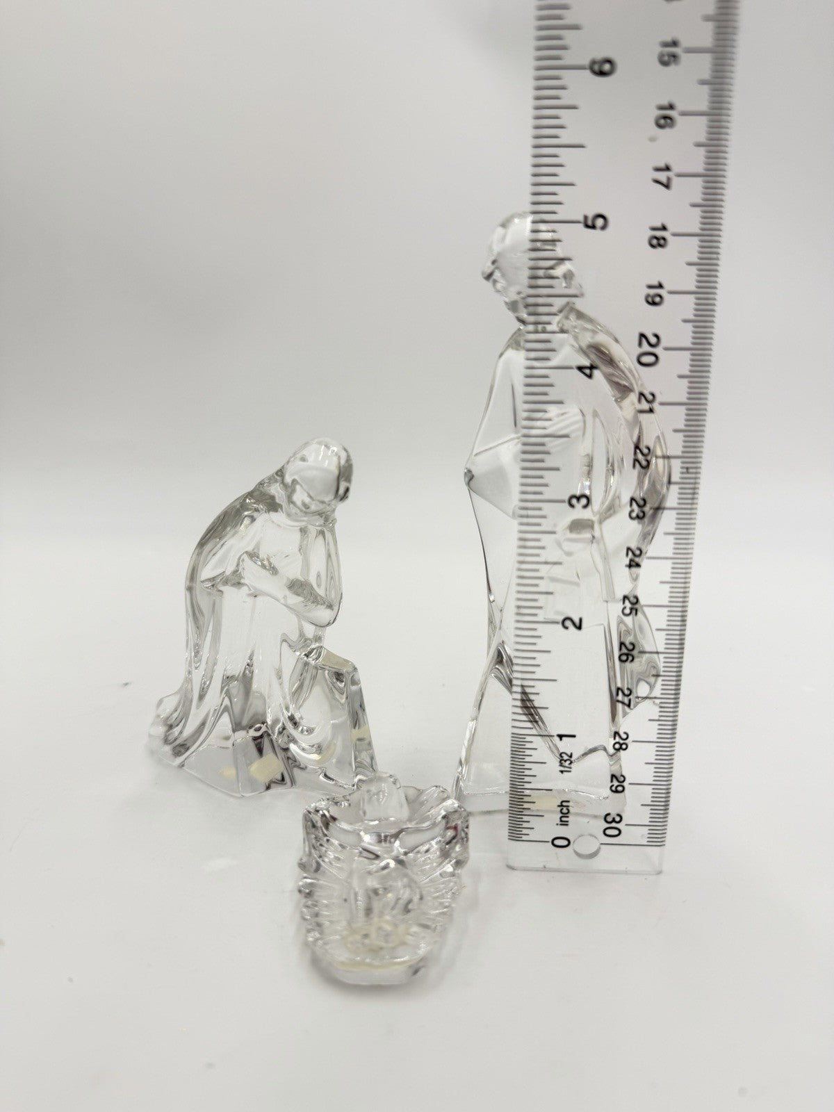 Vintage Mikasa Lead Crystal Nativity 5” Joseph Mary Jesus Christmas Figurines