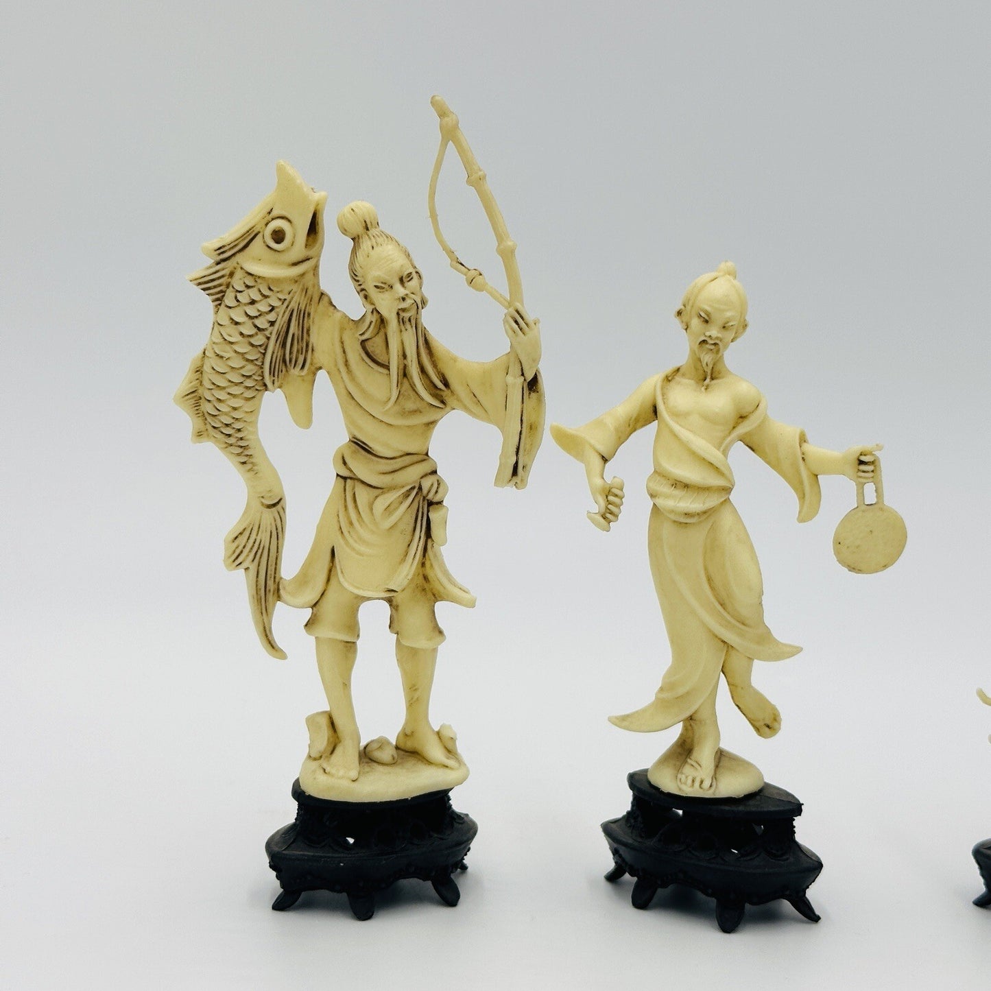 Fontanini Depositato Figurines Fishermen Set 4 Italy Chinese Pieces Vintage