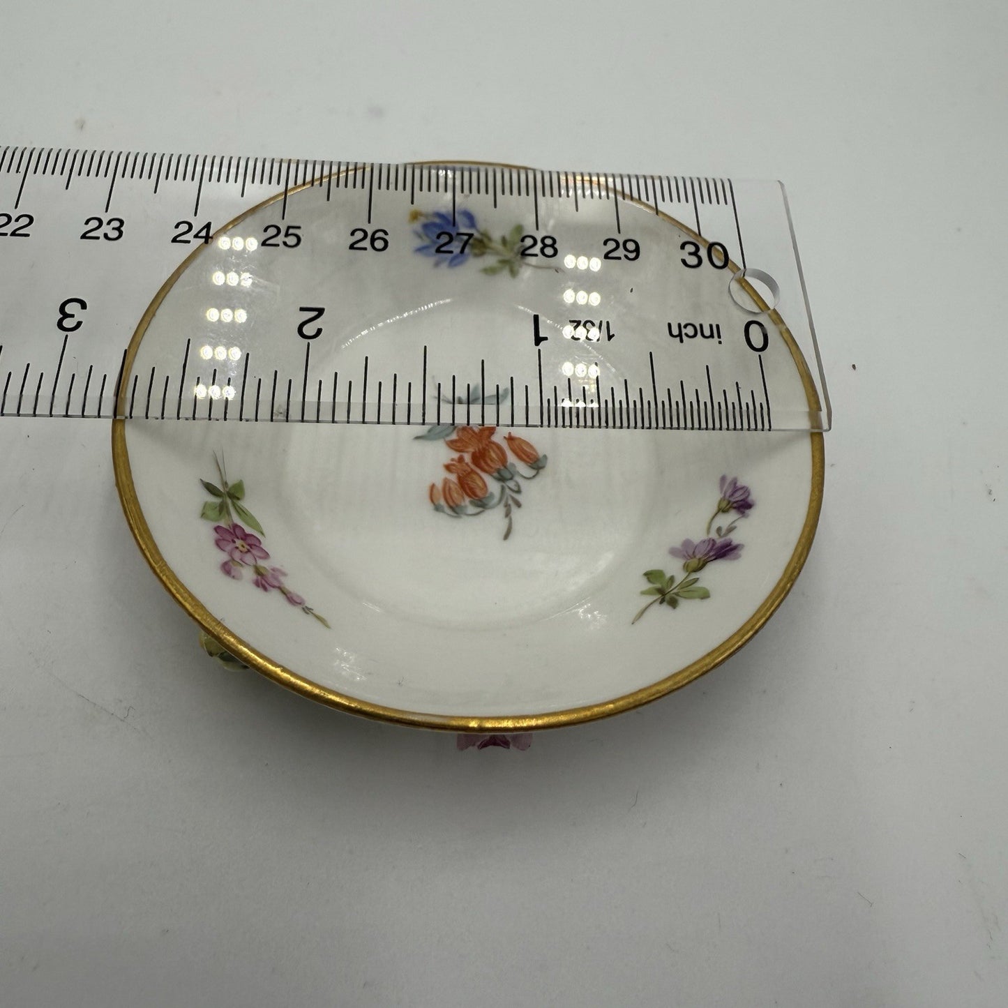 Antique Meissen Porcelain Miniature Floral Saucer Porzellan Miniature Germany