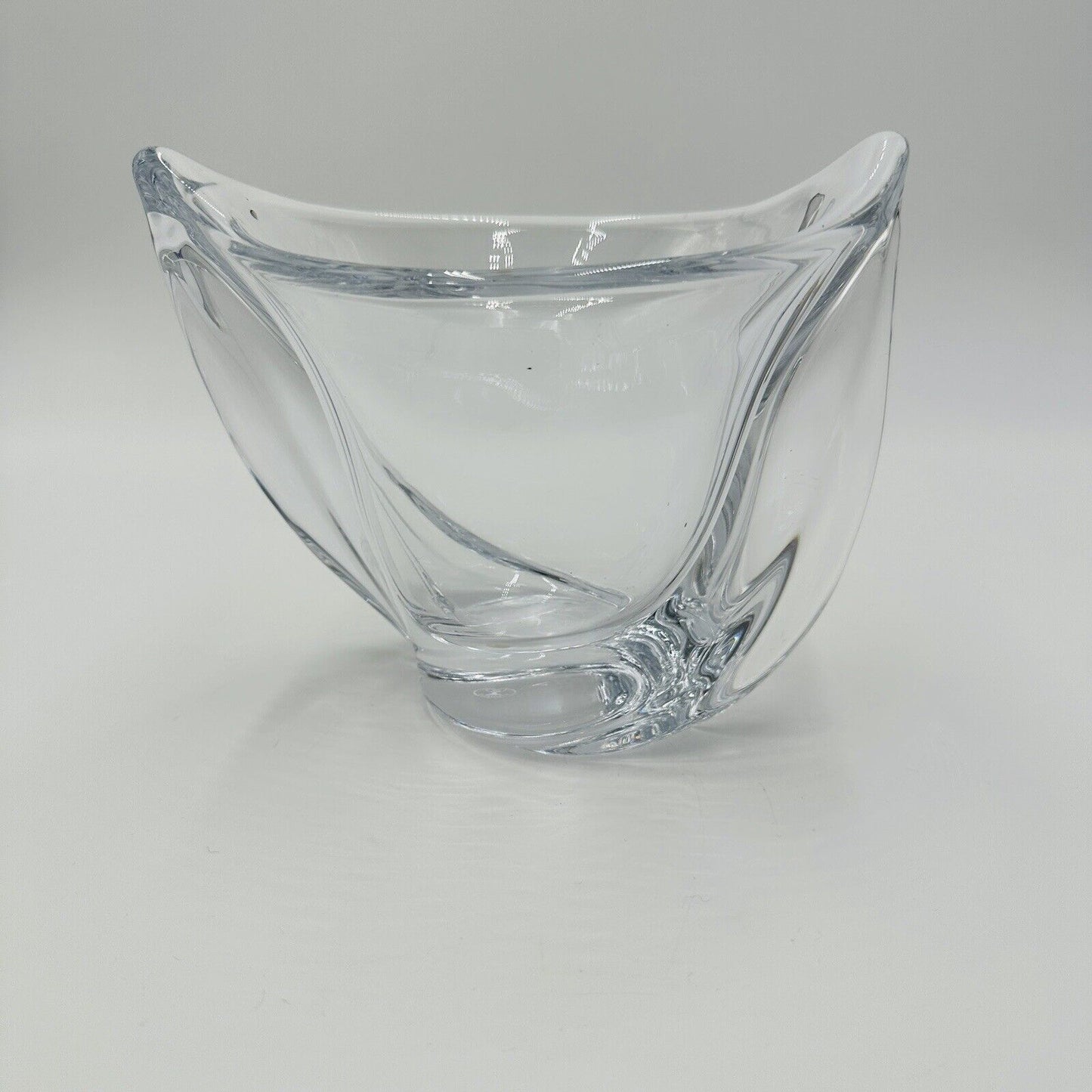 French Crystal Art Glass Twist Vase 6in H Marked Vintage Clear Decor Home MCM