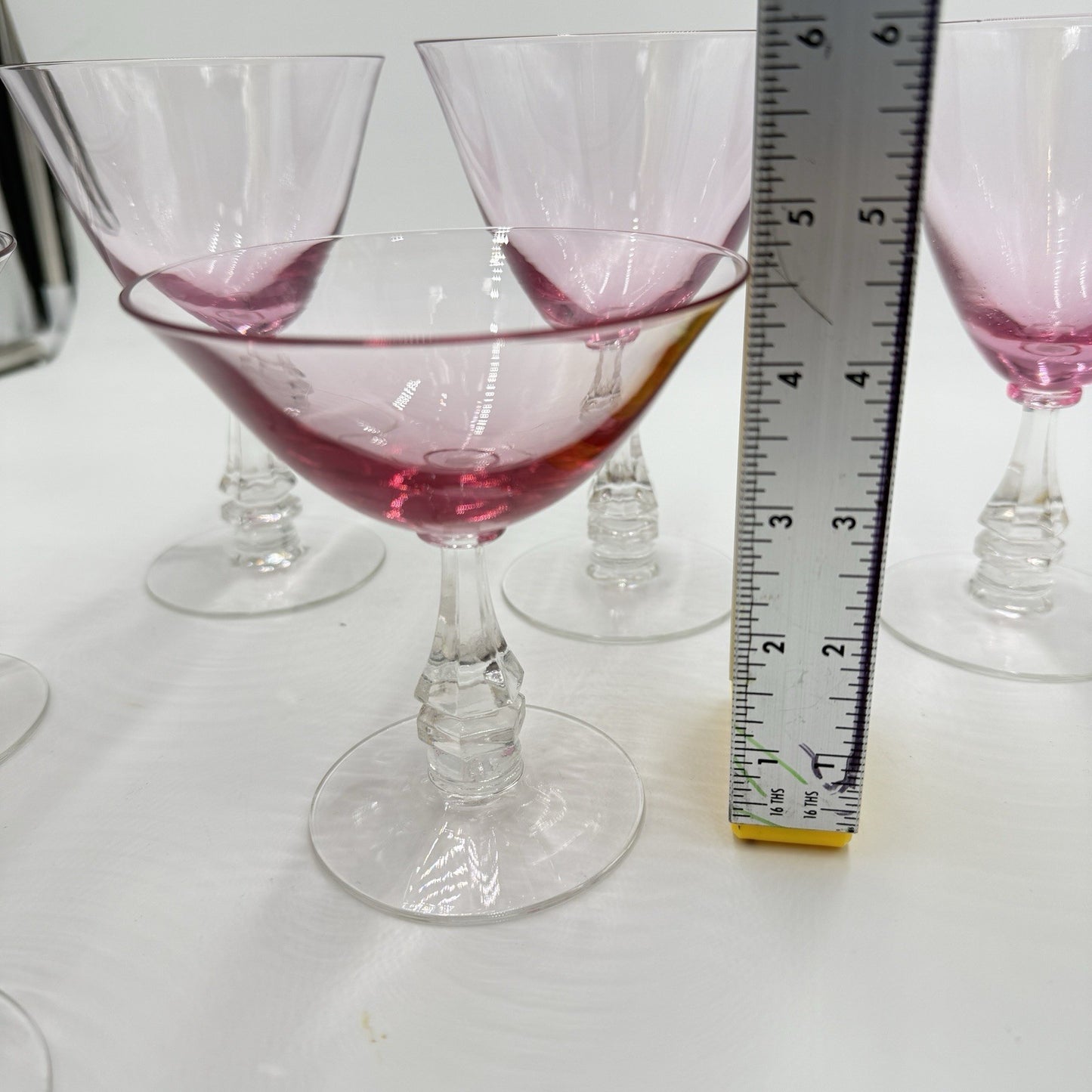 TIFFIN FRANCISCAN WISTARIA PINK 3 MARTINI SHERBET 3 Wine Glasses Set