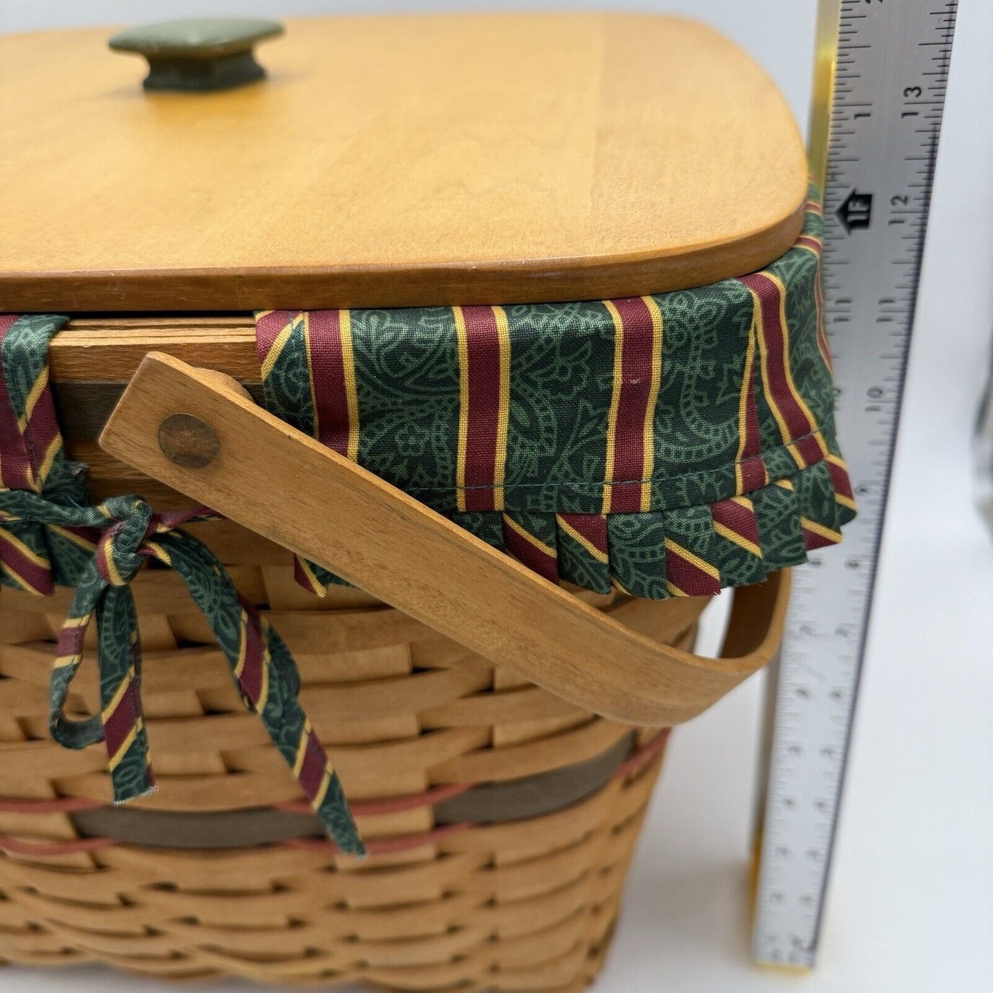 Longaberger 1995 Holiday Hostess Evergreen Basket Set+Lid Christmas 9TH EDITION