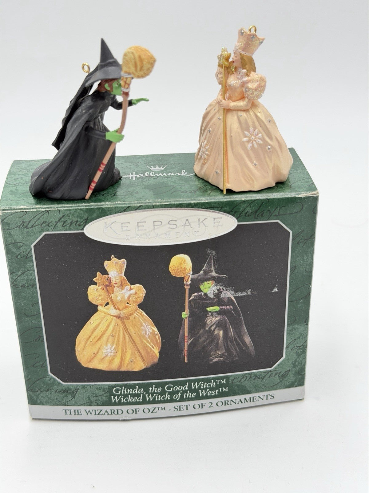 Hallmark Wizar Of Oz Glinda & Wicked Witch Mini Ornaments 2” Christmas