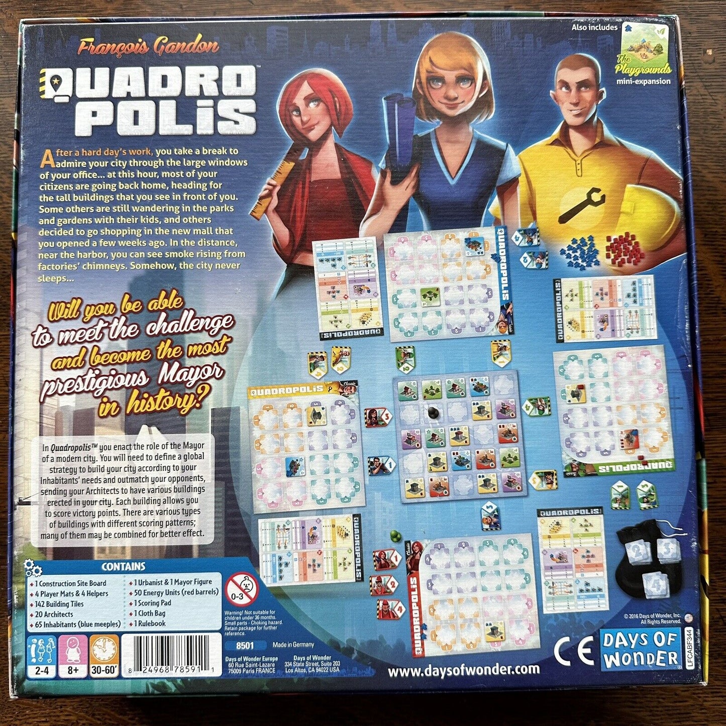Days of Wonder Quadropolis by Frangois Gandon City Building Fun Board Game