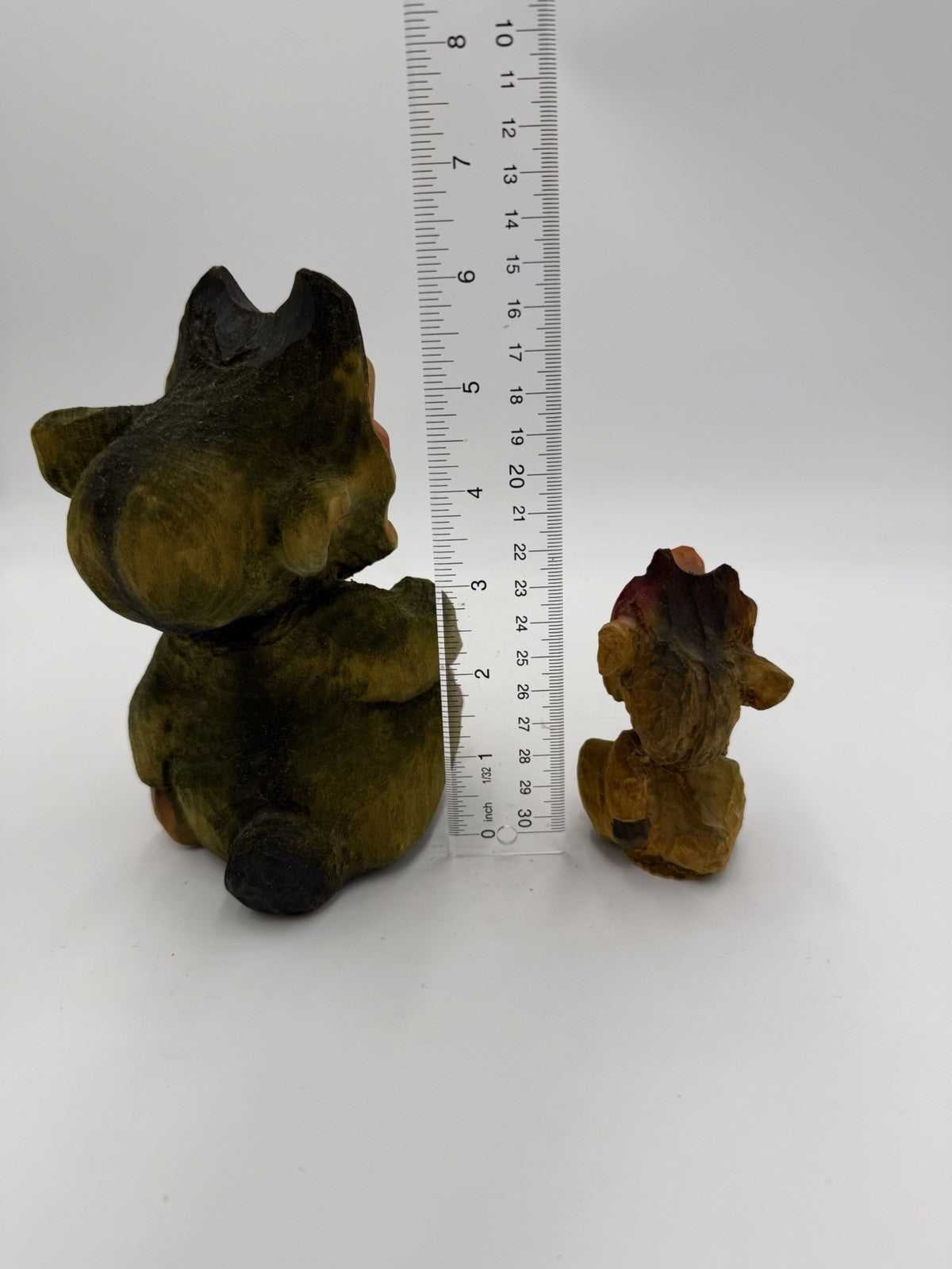 Henning Hand Carved Norwegian Troll Authentic Wooden Folk Art Figurine 6.5” Set
