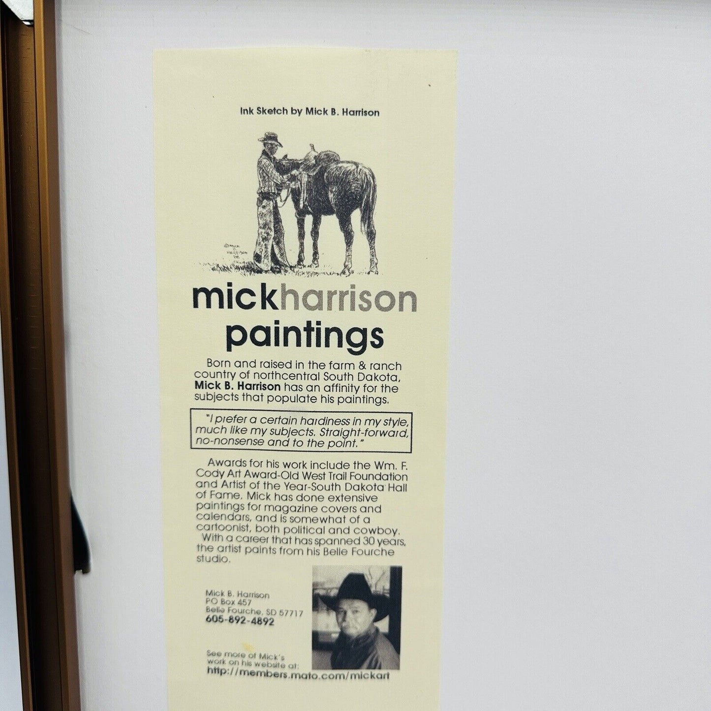 Mick B. Harrison Horses Print Frame Dash For The Cottonwoods Signed COA Wall Art