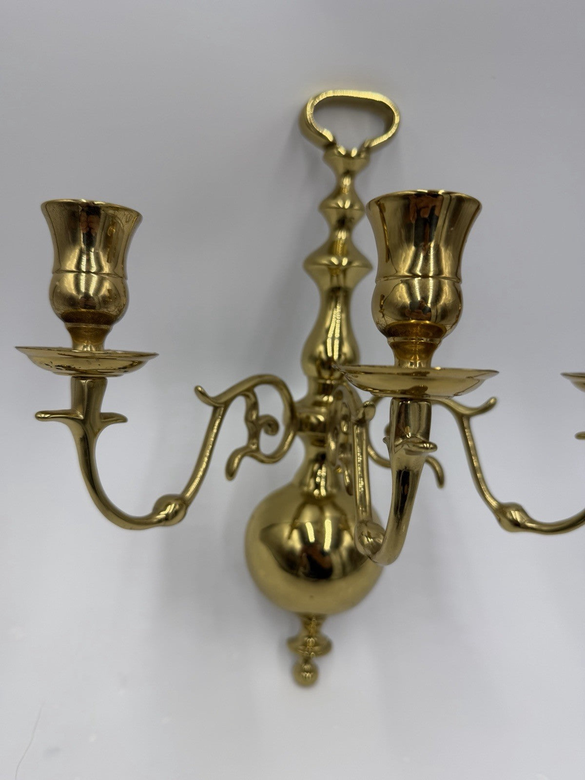 Hollywood Regency Solid Brass Wall Sconce | Triple Arm wall Candle Holder 12”x9”