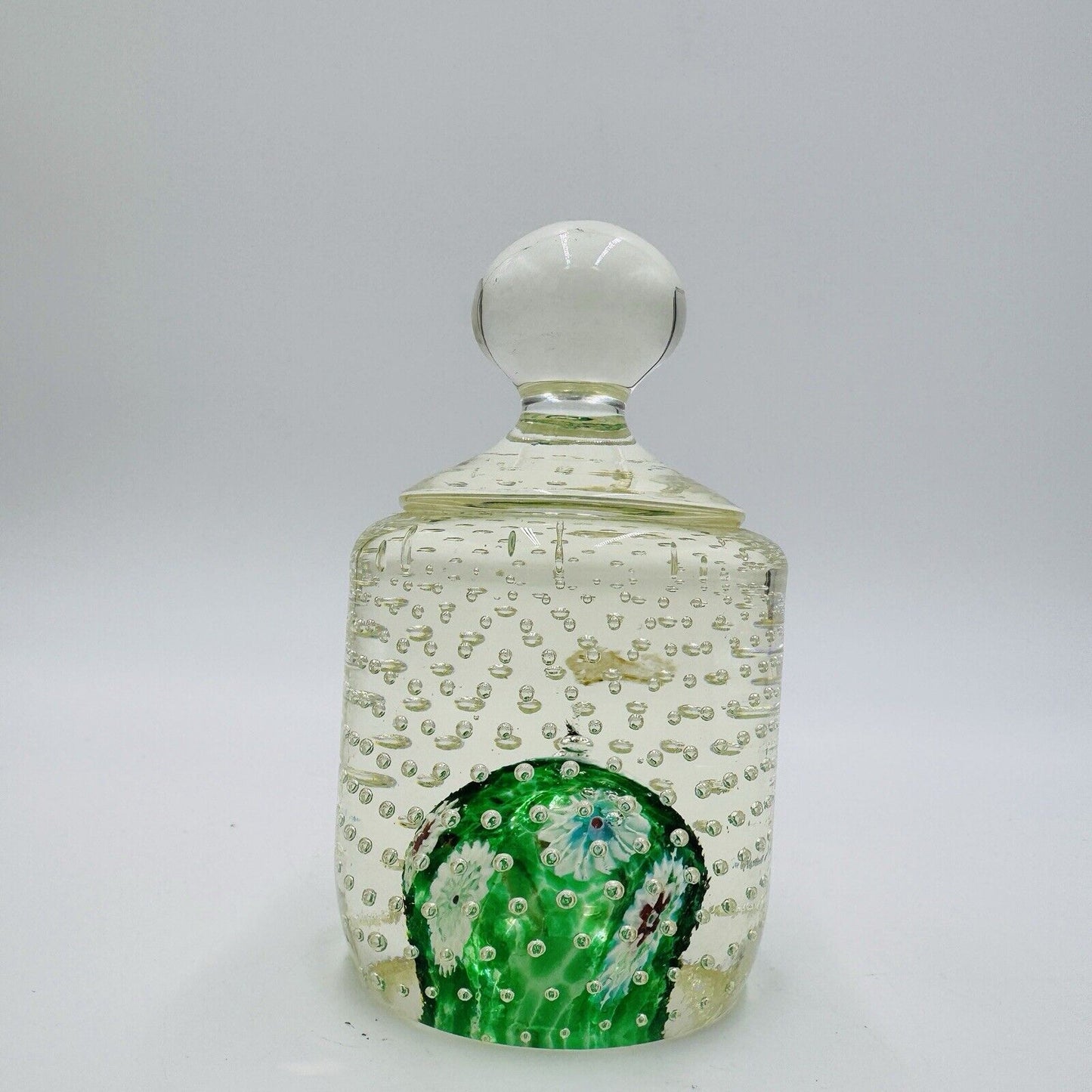 Vtg Fratelli Toso Murano Millefiori Control Bubble Art Glass Paperweight - Italy