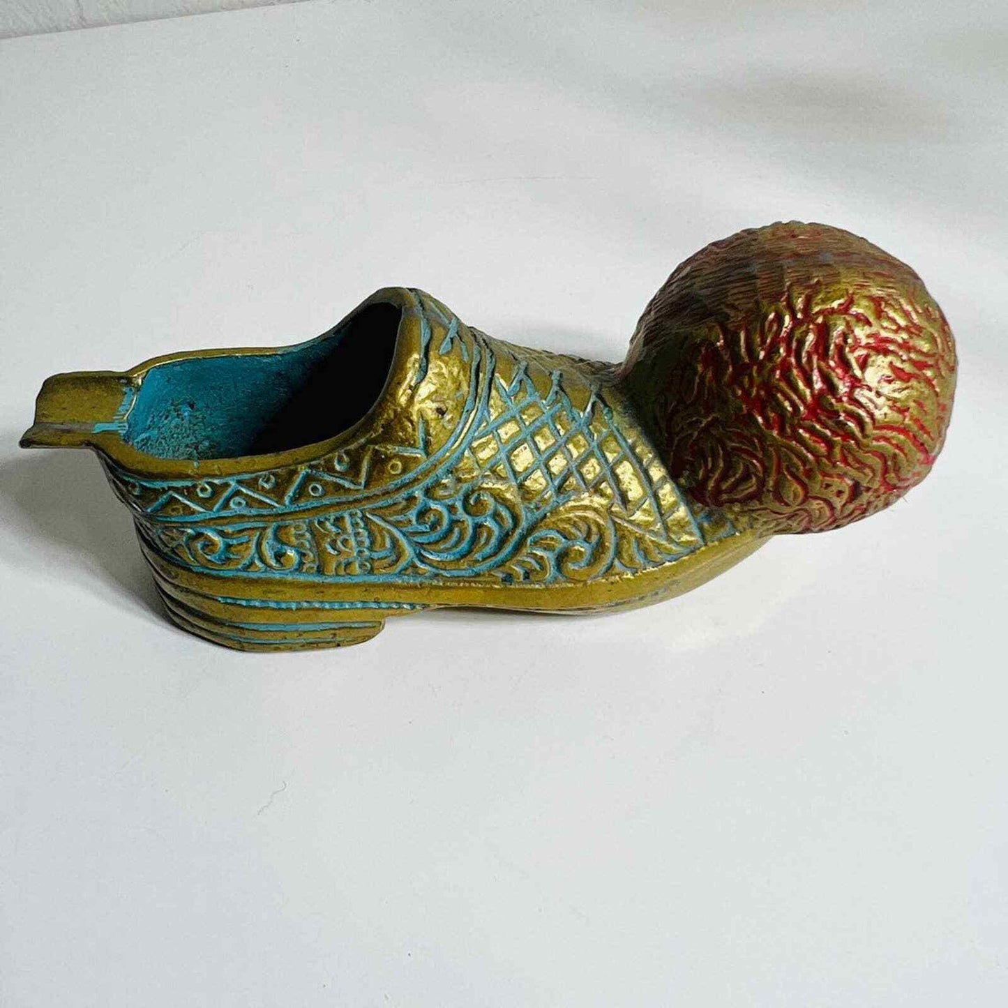 Brass Ashtray Shoe Cigarette Holder Metal Design Home Decor Vintage Ball