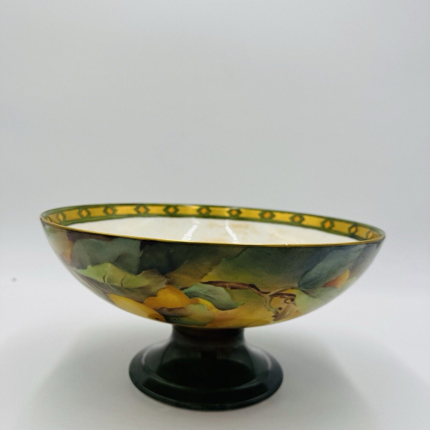 Haviland Limoges France Art Deco Hand Painted Orange Fruit Footed Bowl Porcelain