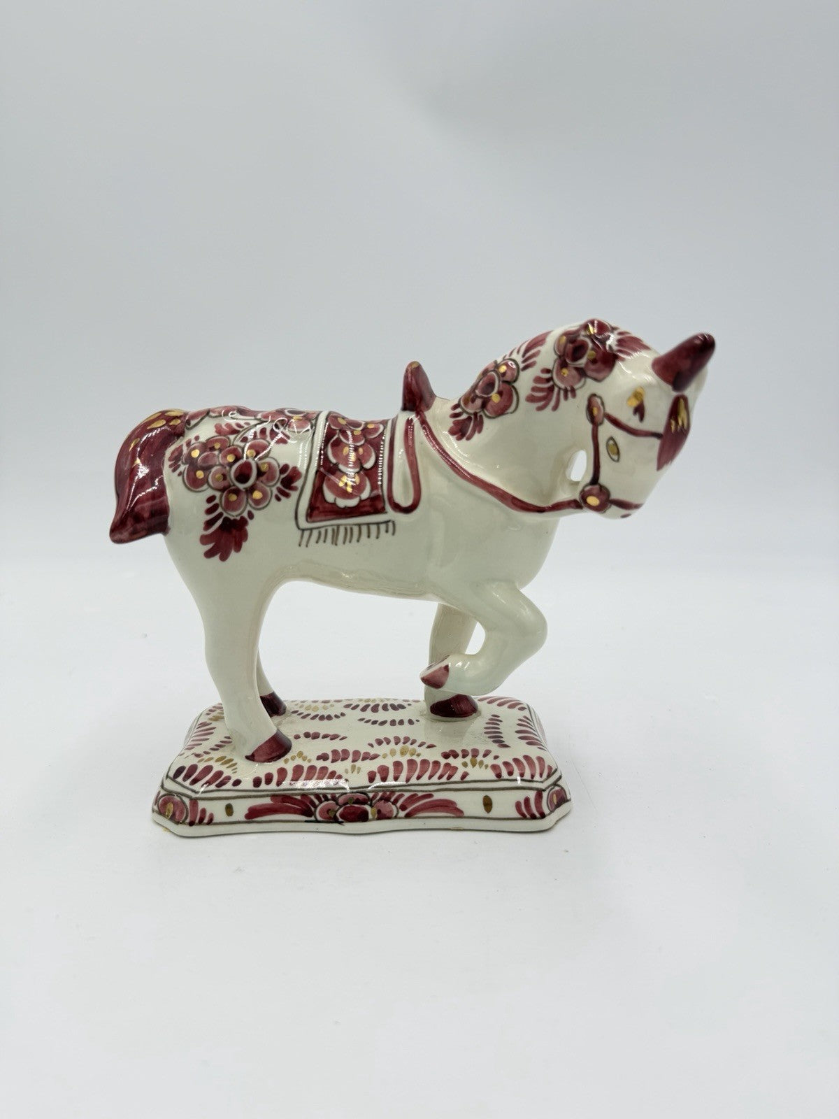 Rare Delft Holland ROOD RED VELSEN Pottery unicorn horse Figurine 809