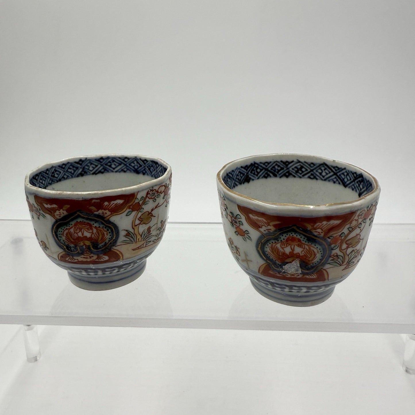 Antique Japanese Kutani Daishoji Imari Porcelain Soba Choko Tea Cup 2 PCs Arita
