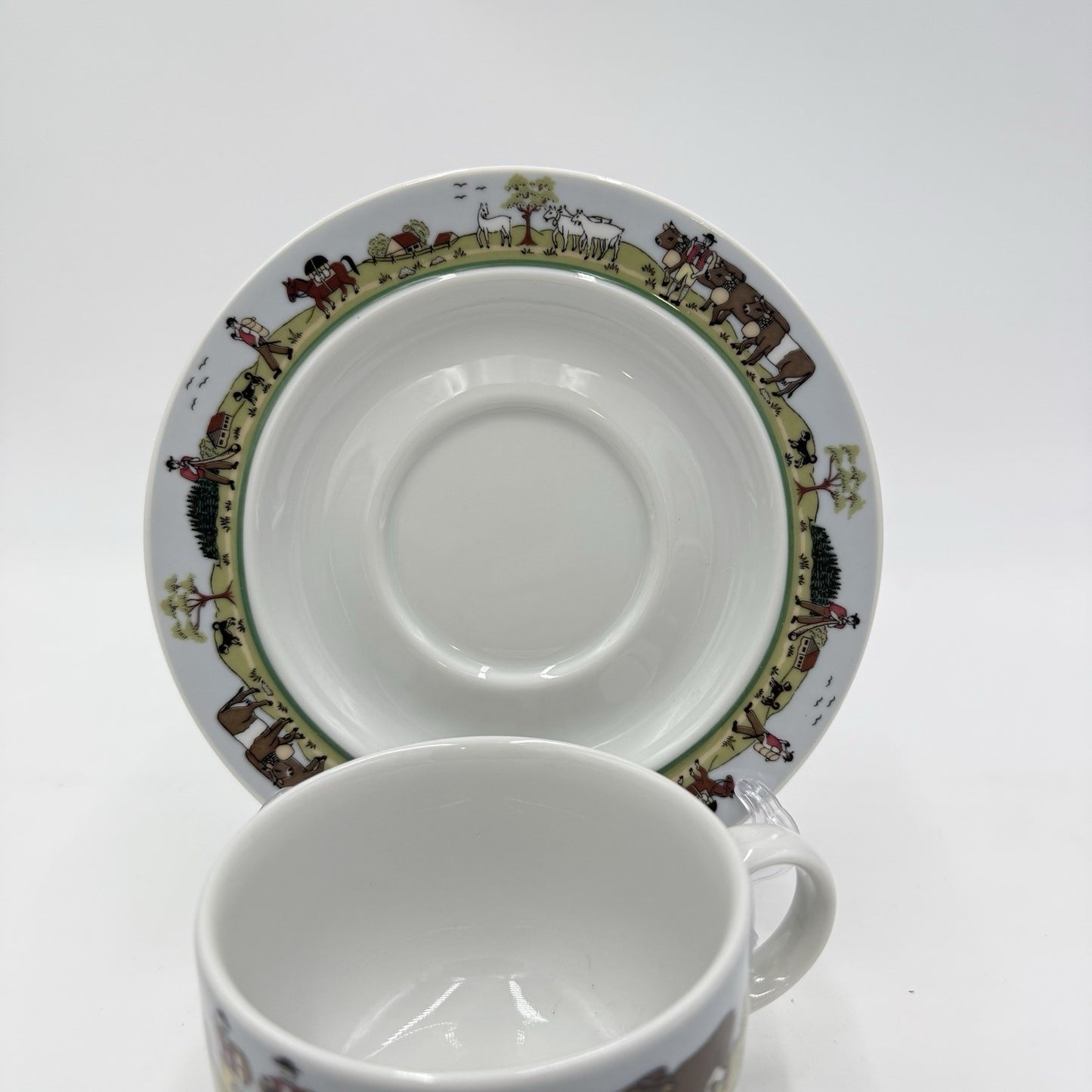 Rare Vintage Suisse Langenthal Alpage Pattern Cup And Saucer Porcelain Set