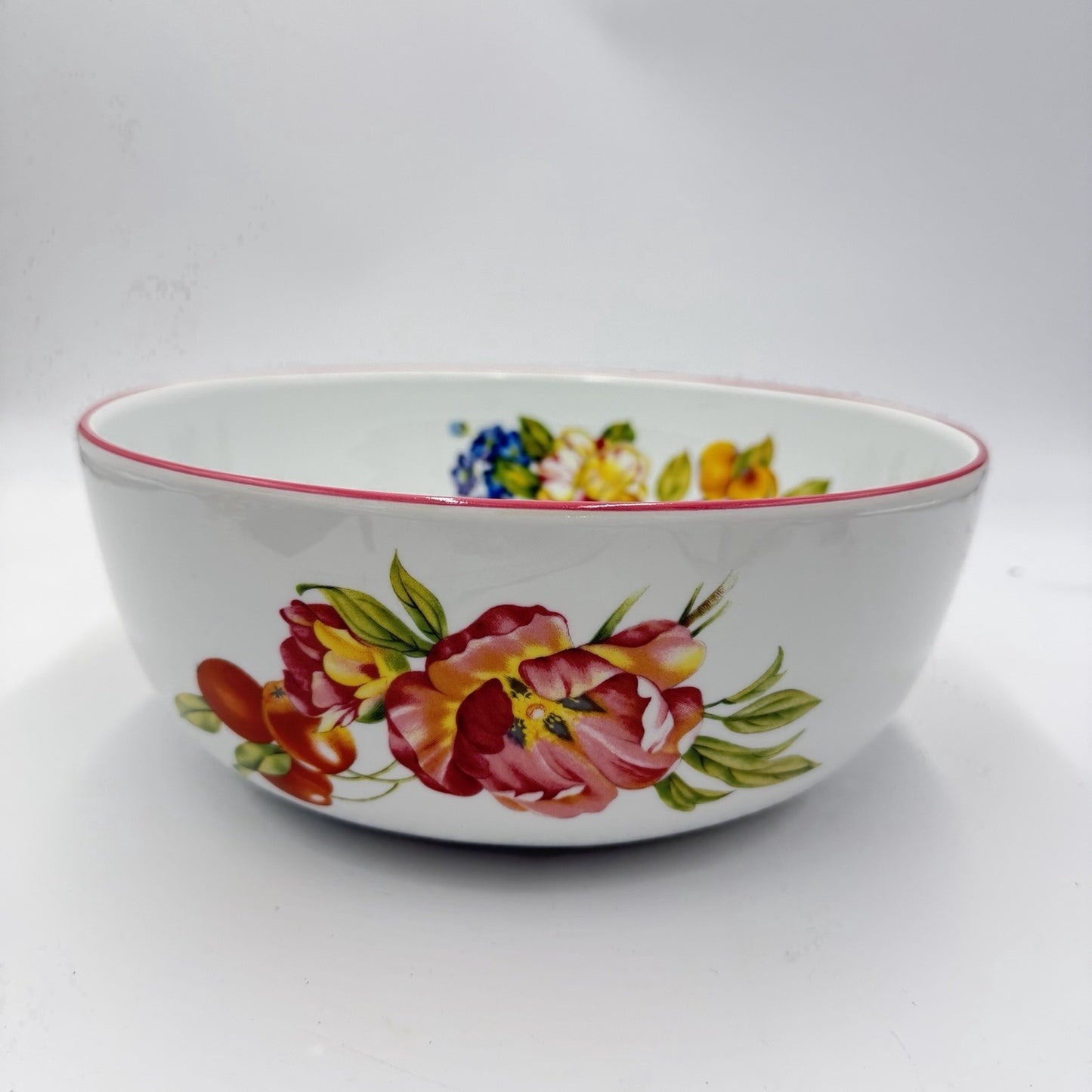 Rare Royal Worcester Ashford Red Trim 10" Large Salad Serving Bowl Porcelain UK