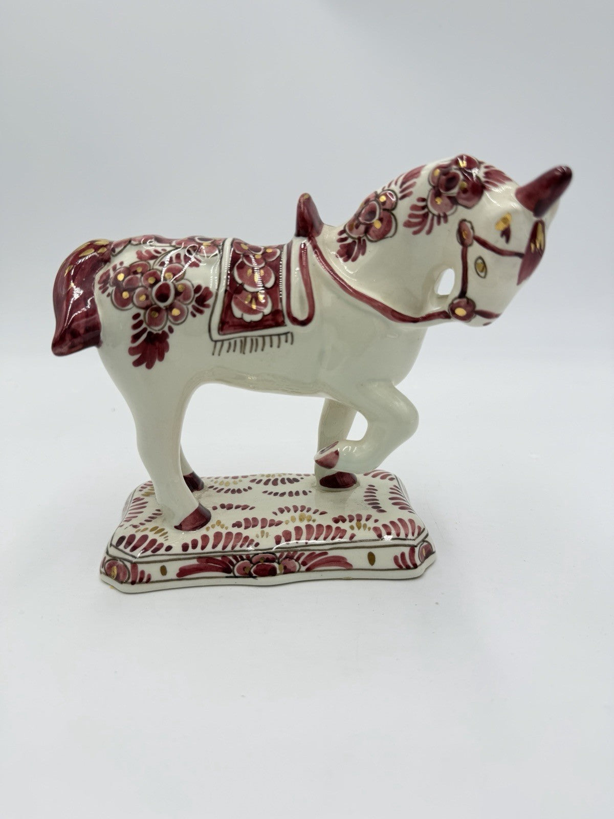 Rare Delft Holland ROOD RED VELSEN Pottery unicorn horse Figurine 809