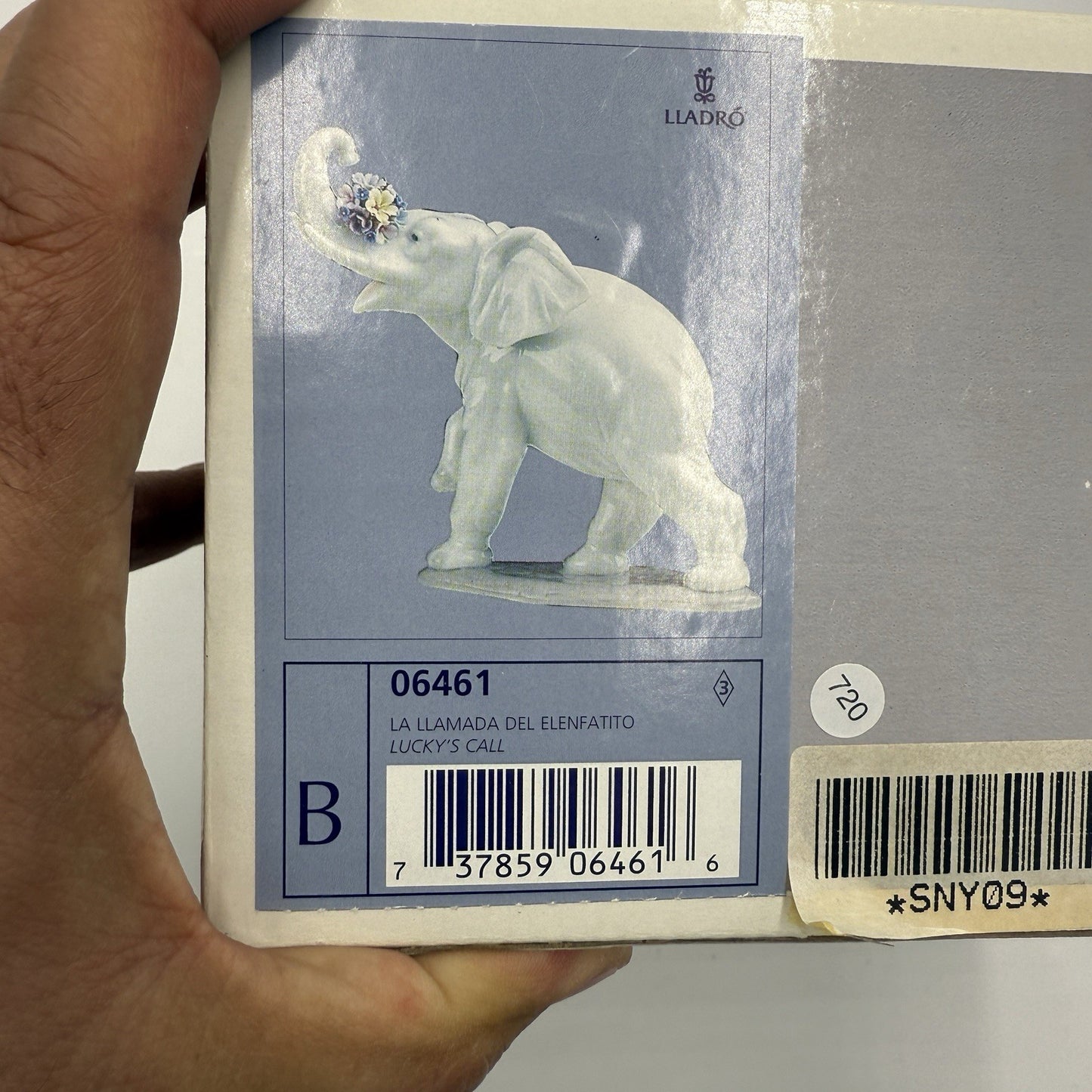 Lladro Spain Lucky’s Call Elephant #6461 Porcelain MINT W/Box Figurine Floral 5”