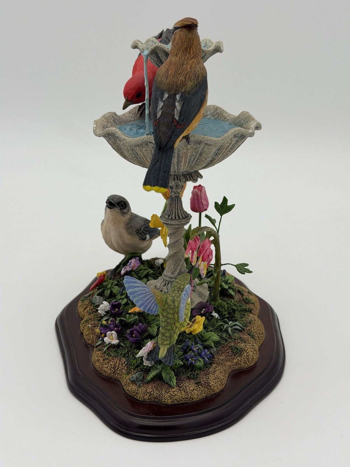 Danbury Mint Spring Gathering Bob Guge Bird Bath Painted Floral Season Figurine
