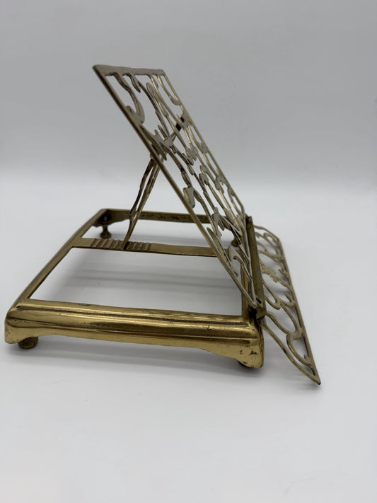 Vintage Brass Ornate Adjustable Folding Book Bible Cookbook Stand Display Holder