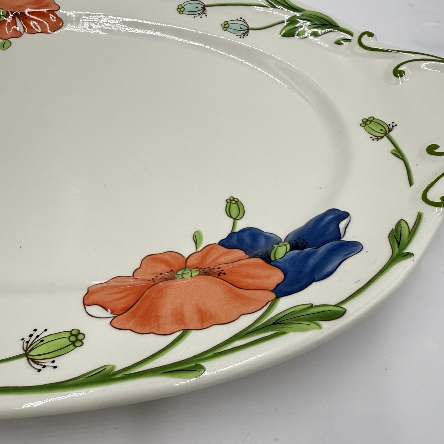 Villeroy & BOCH Porcelain Germany #1748 AMAPOLA Patter Floral Oval Platter 17”