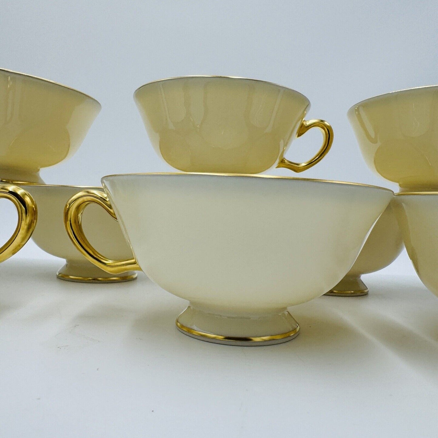Lenox Tuxedo Gold J-33 Porcelain USA Tea Cups 10 Pieces