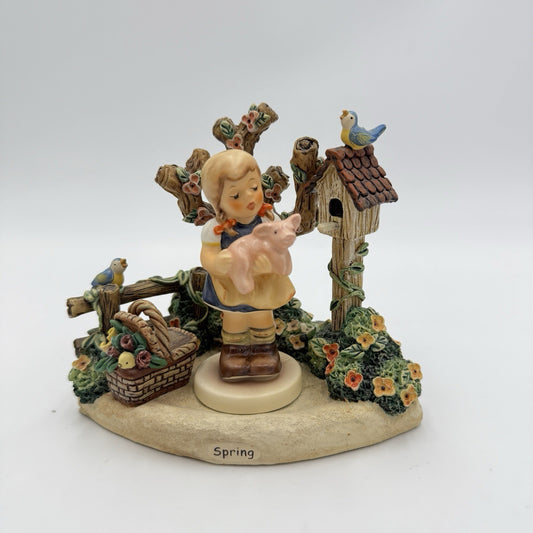 Goebel Springtime Splendor #115-D Hummel Figurine Girl W/pig 5” Germany Porcelai