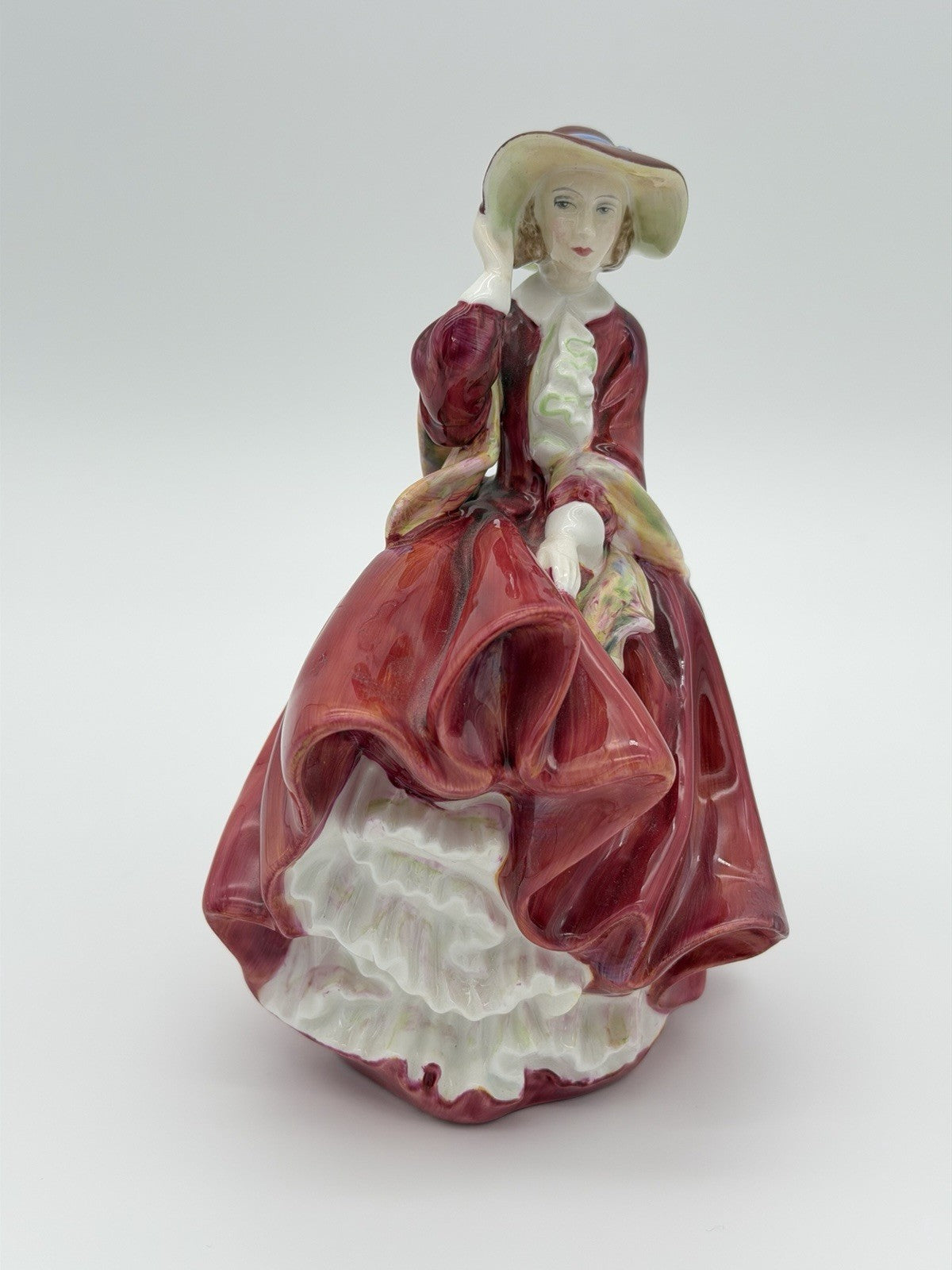 Royal Doulton England Porcelain Top of the Hill Lady Red Dress HN 1834 Figurine