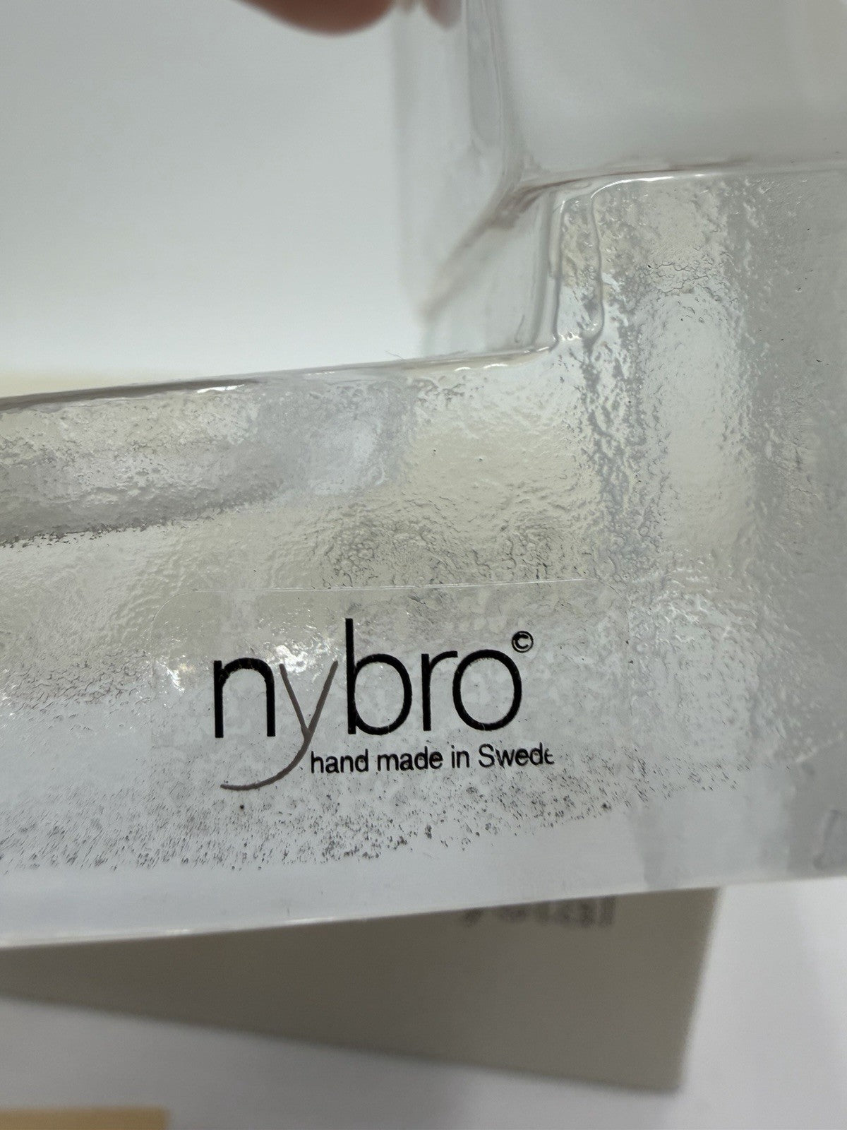 Nybro crystal Sweden votive candle holder Oscarsborg watch tower Box /COA