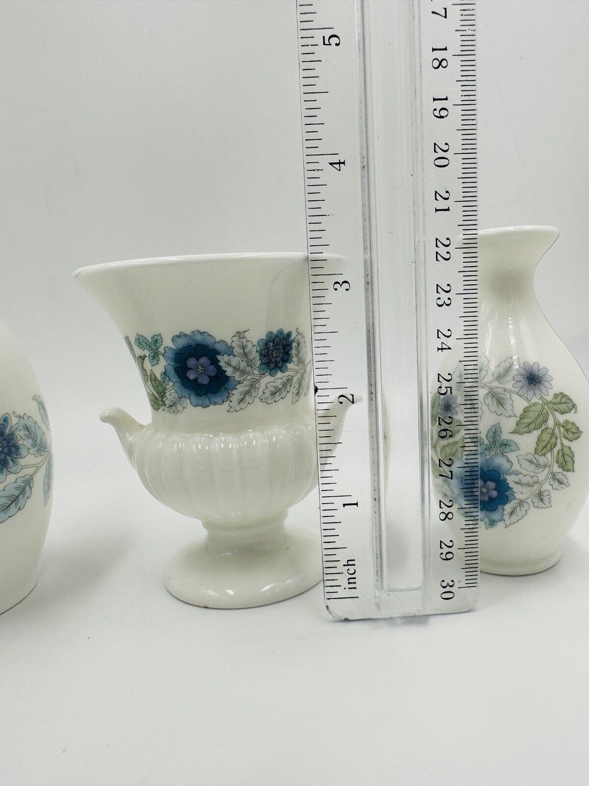 Set of 3 Wedgwood Vases Urn Bud Clementine Bone China Mini Set Vintage Decor