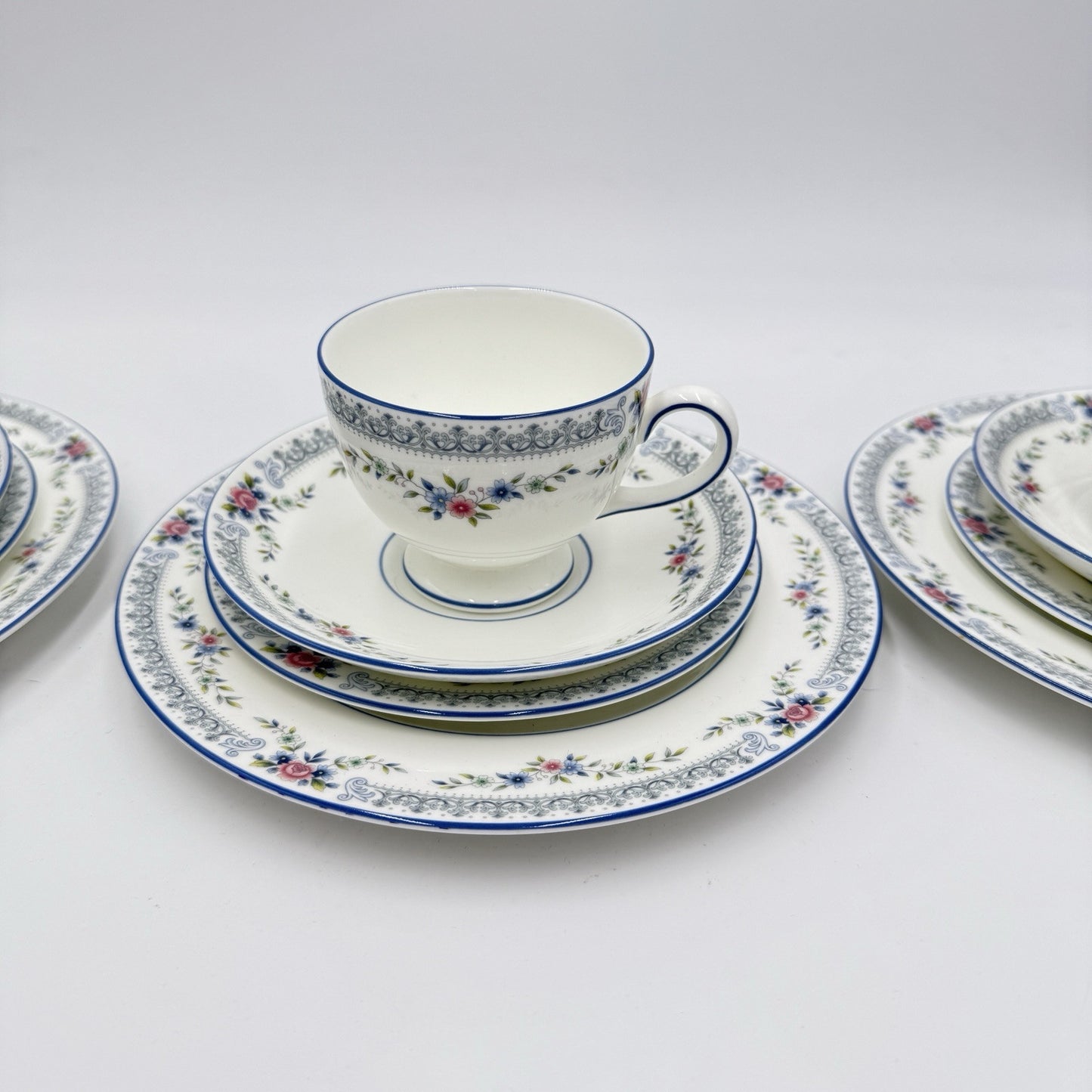 Wedgwood Rosedale English Bone China Tea Cups Saucers Dessert Salad Plates