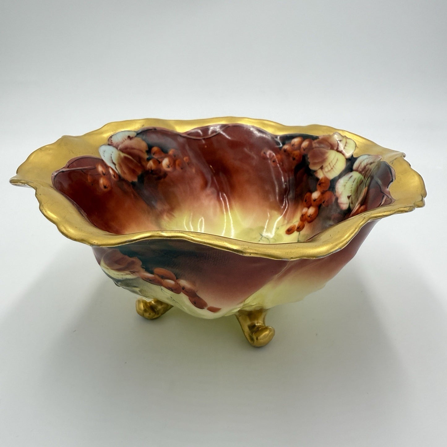 Antique Martin Limoges France Porcelain Painted Footed Bowl Pickard 1900 Gold