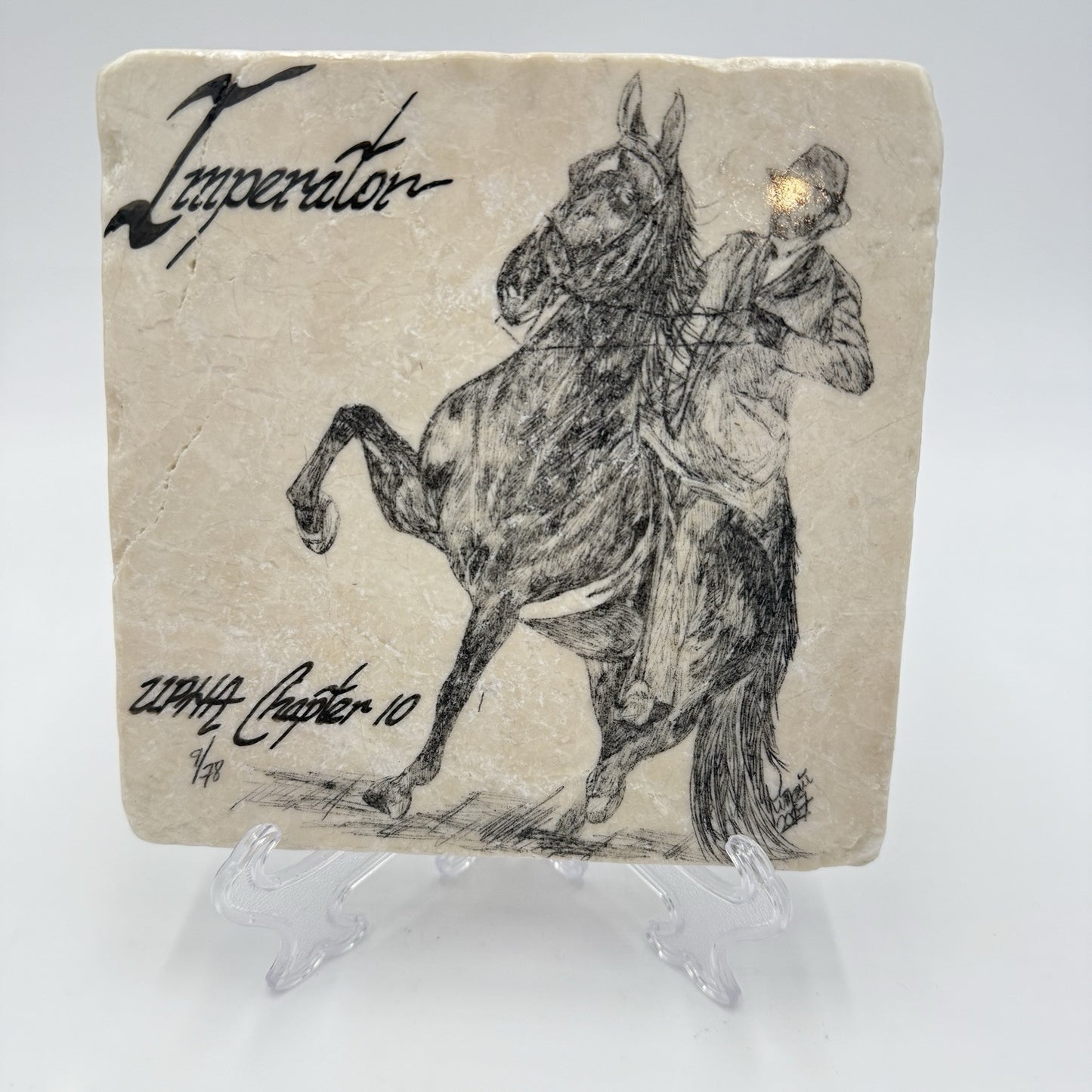 IMPERATOR UPHA Chapter 10 Fine Art in Stone Horseman Sketch 6x6 Tile Kim Marie