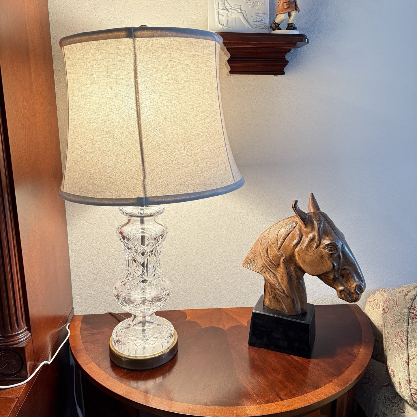 Waterford Signed Achill Criss Cross Vertical Cut Crystal Table Lamp 27''