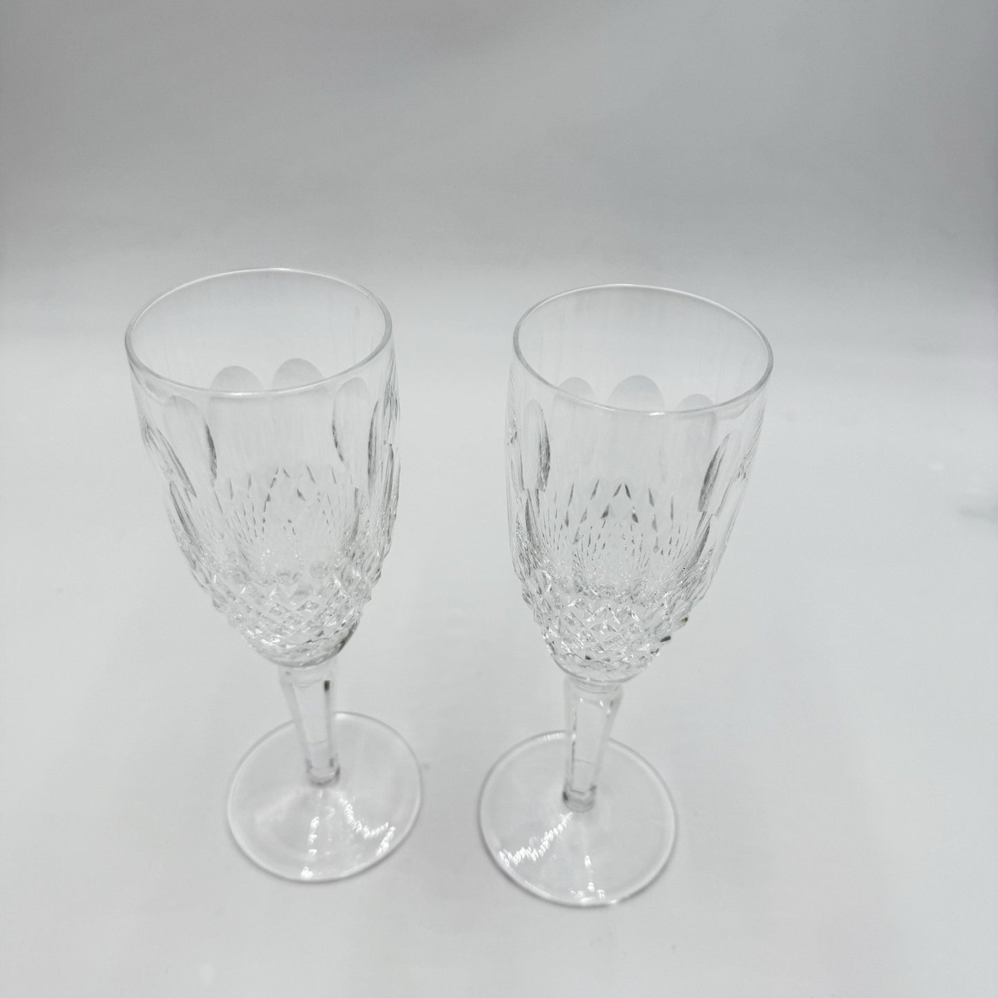 2 Waterford Crystal COLLEEN Tall 7 ⅜” Fluted Champagne Glasses: MINT