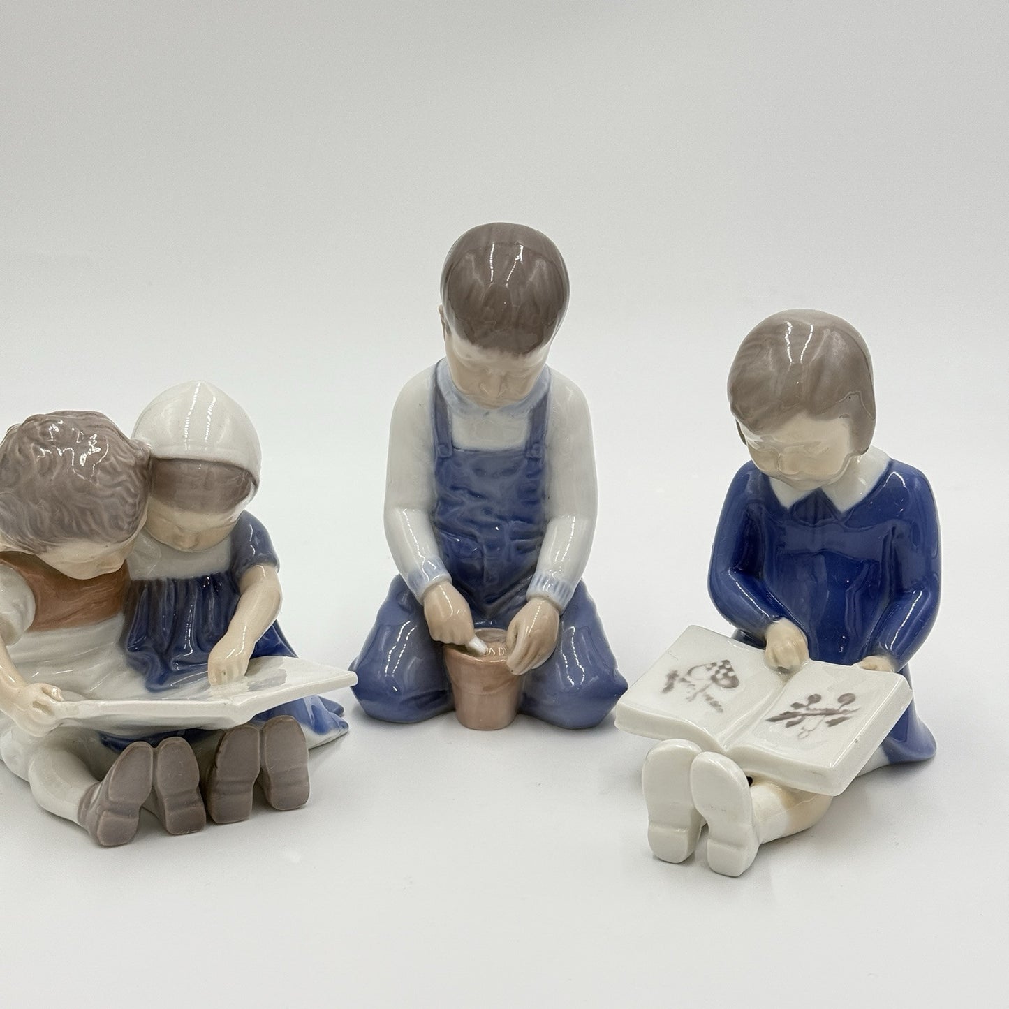 B&G Royal Copenhagen Porcelain Denmark Figurines Vintage Children Reading
