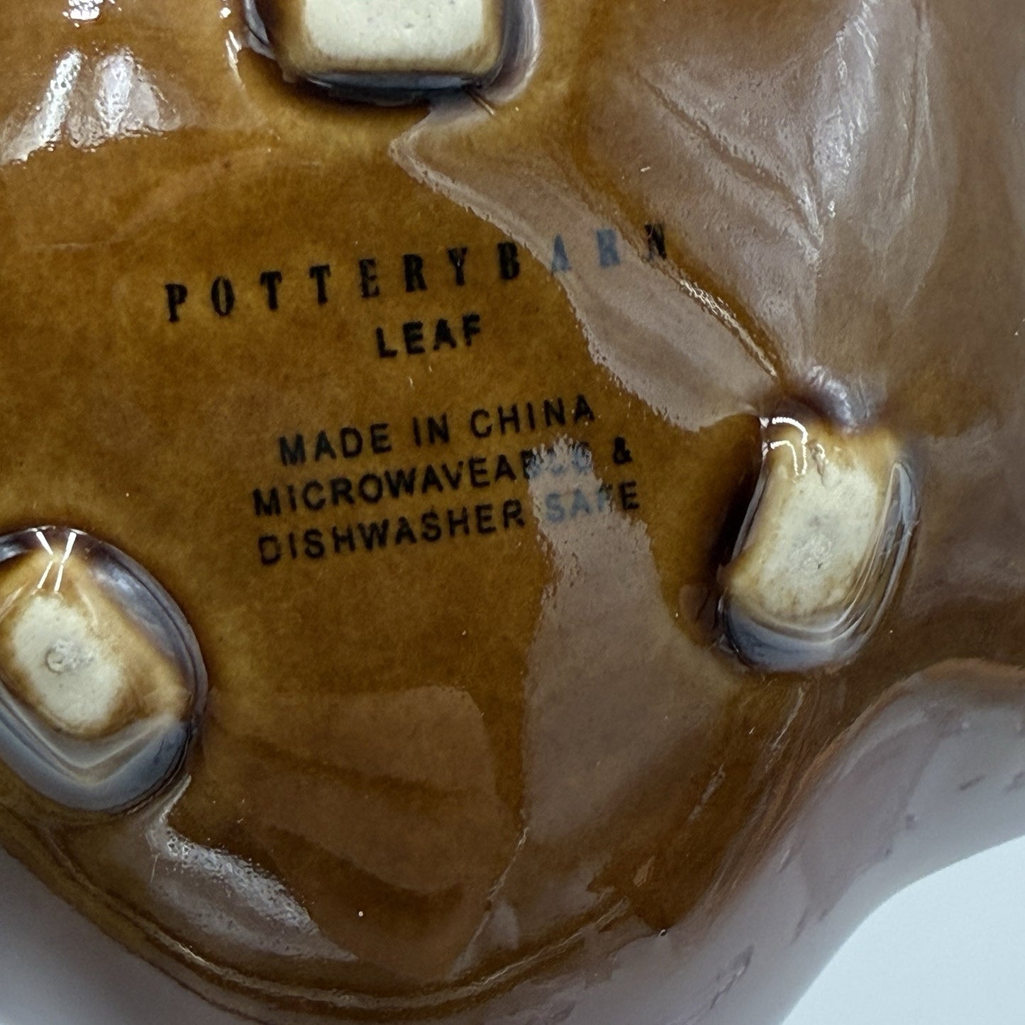 Pottery Barn Leaf Dipping Sauce Bowl Nut Brown Fall Autumn Dining 3 1/2” New