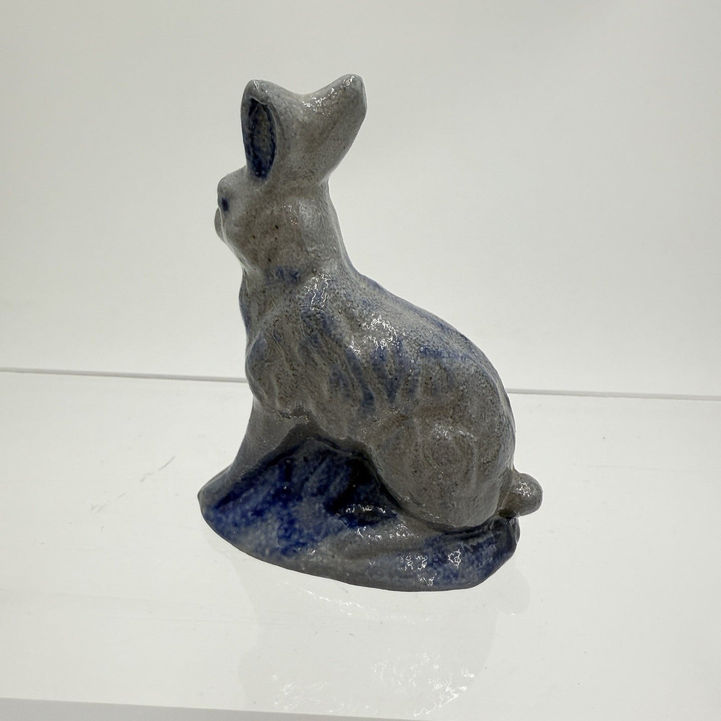 Rowe Pottery Works Rabbit Figurine Salt Glaze 3" BUNNY 1990 Blue Gray Easter