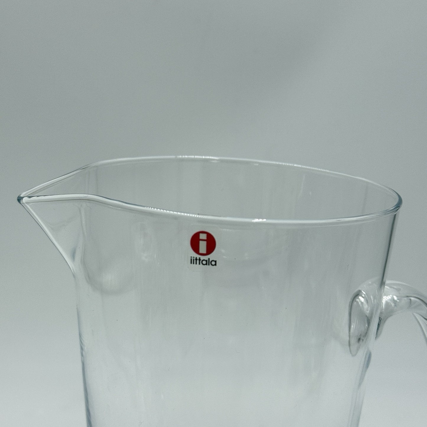 iittala Aarne glass pitcher by Göran Hongell Findland 9” Mouth Blow Glass