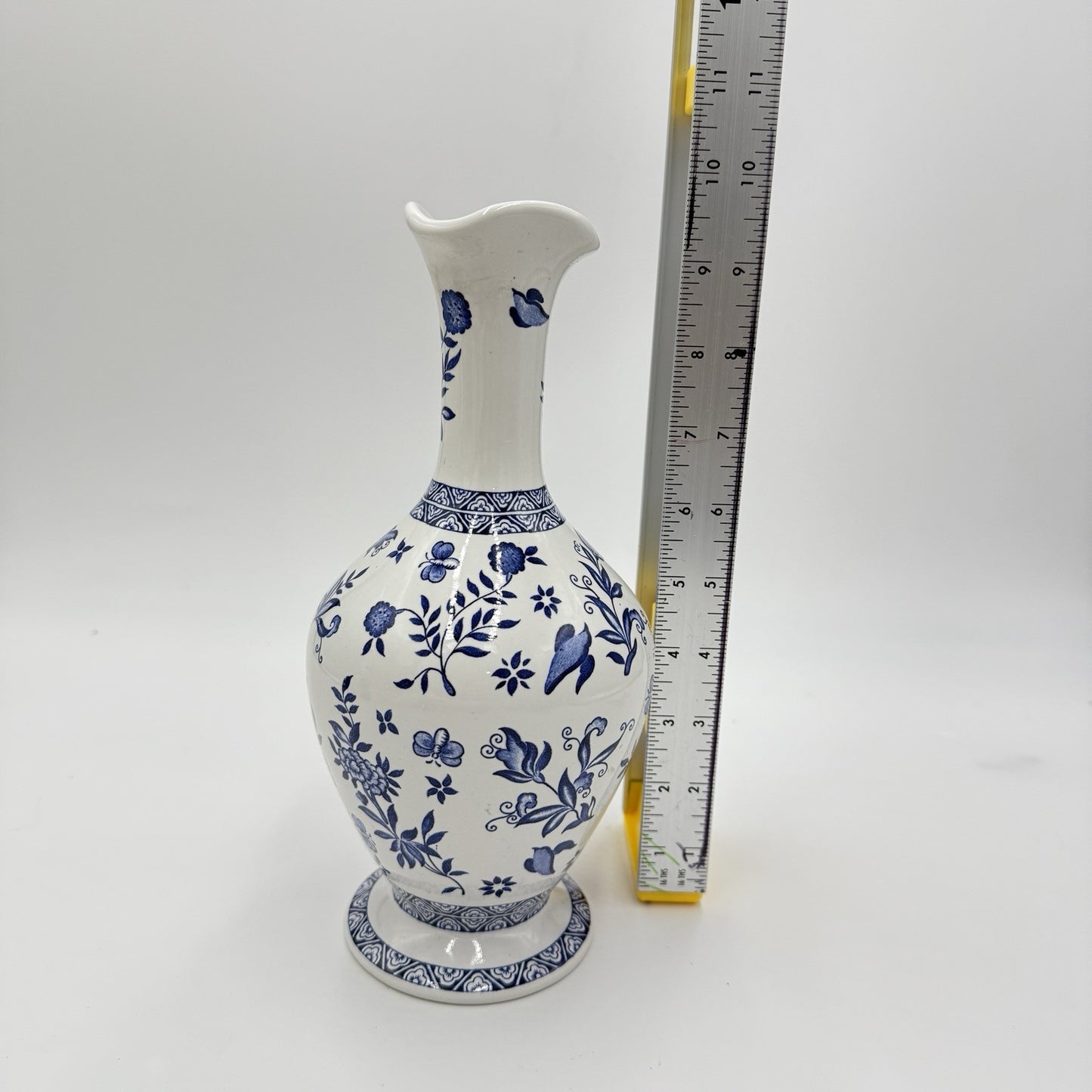 Coalport England Porcelain Blue & White Blue Onion Vase 10in Limited Edition
